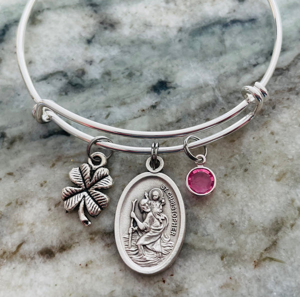 DOTBJ 925 Sterling Silver Patron Saint Medal Bracelet - Stainless Steel Chain, 7+2 Inch Adjustable, Catholic Religious Jewelry