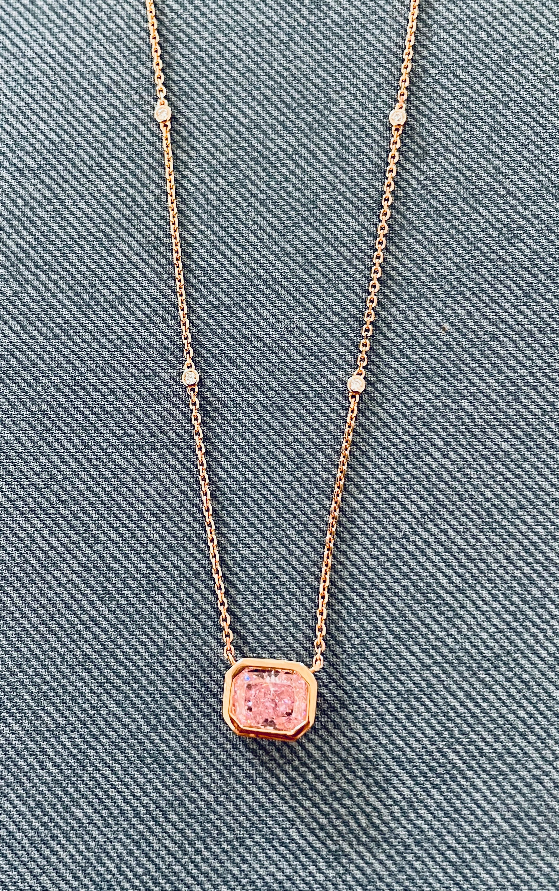 Necklace with a pink stone pendant Valentines Day gift for Wife Girlfriend