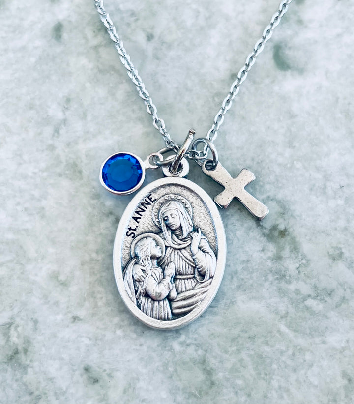 personalized Saint Anne Medal Necklace