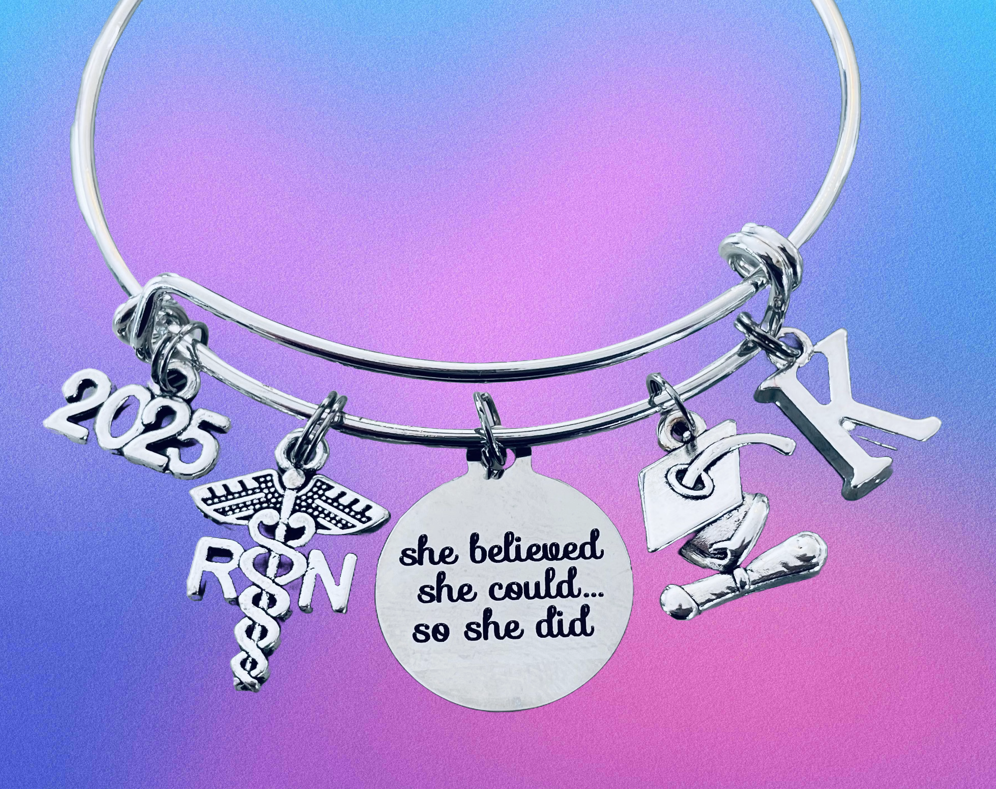 RN Graduation Gifts She Could So She Did Charm Bracelet 