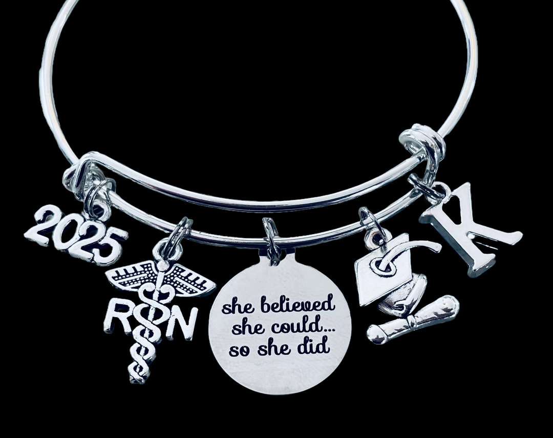 Gift for Graduating RN Gift Nurse She Believed She Could So She Did Charm Bracelet 