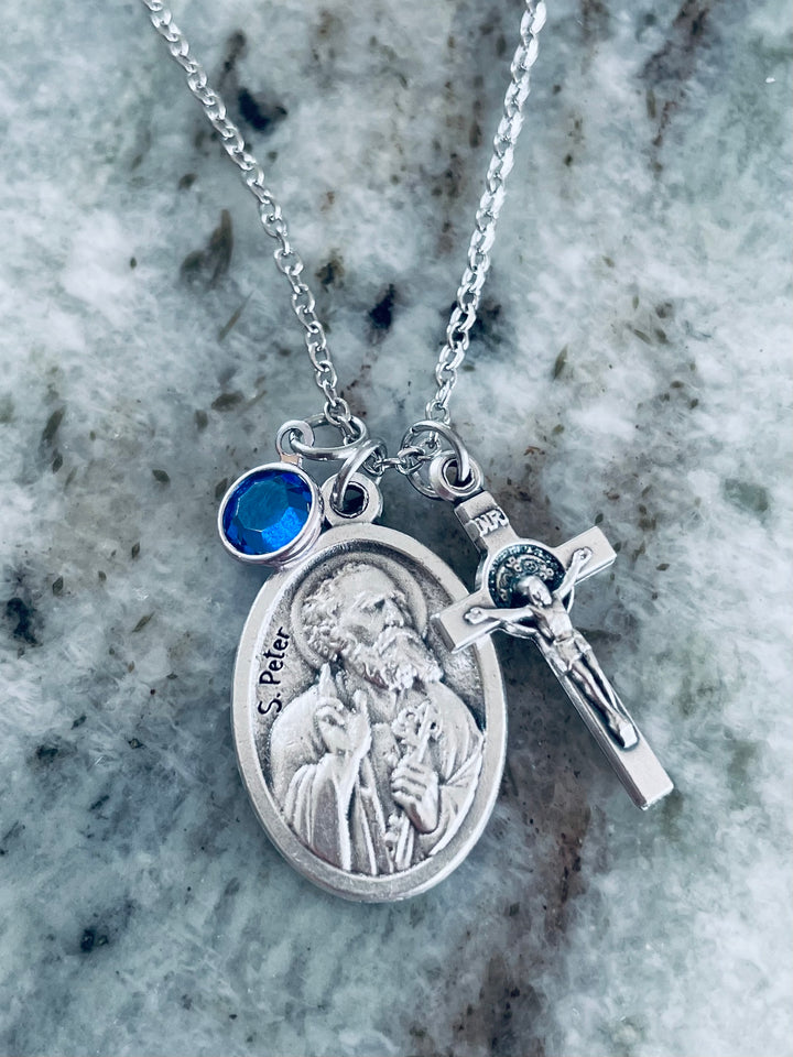 Saint Peter and Saint Paul Medal Necklace Custom Charm Necklace Religious Jewelry Catholic Medal Necklace