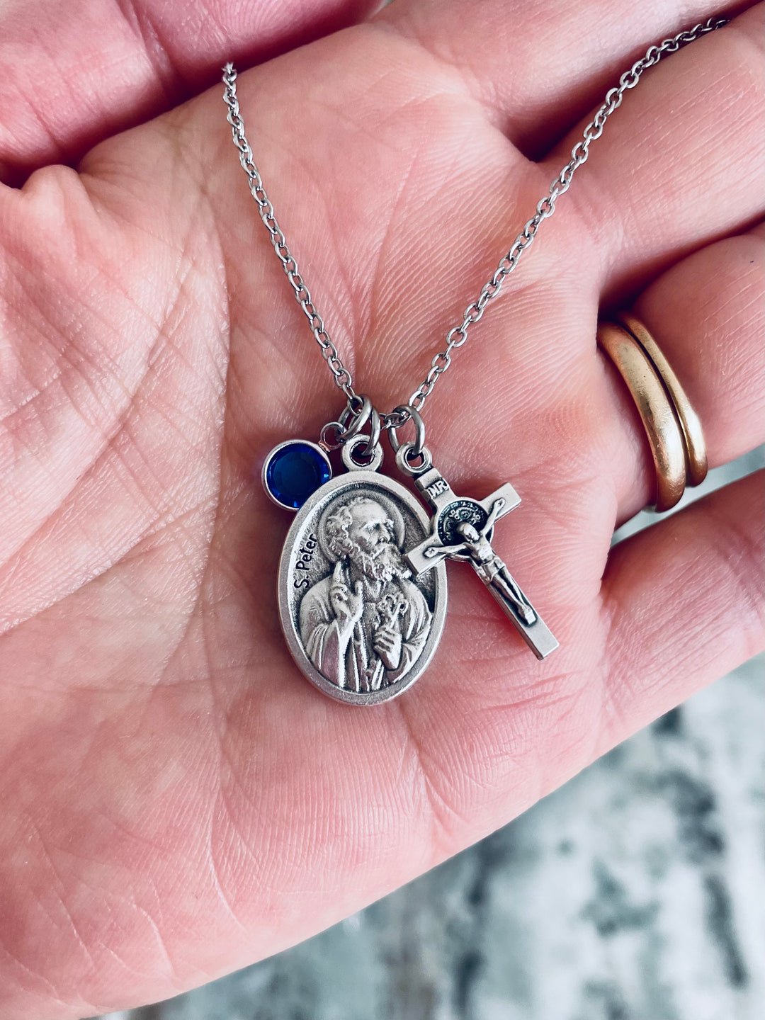 Saint Peter and Saint Paul Medal Necklace Custom Charm Necklace Religious Jewelry Catholic Medal Necklace