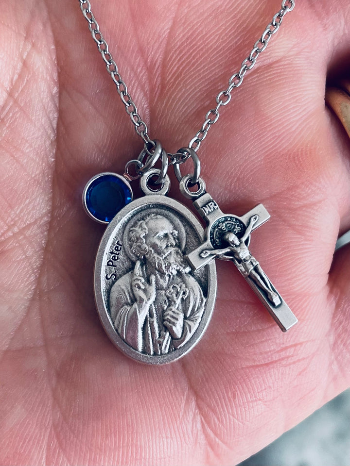 Saint Peter and Saint Paul Medal Necklace Custom Charm Necklace Religious Jewelry Catholic Medal Necklace