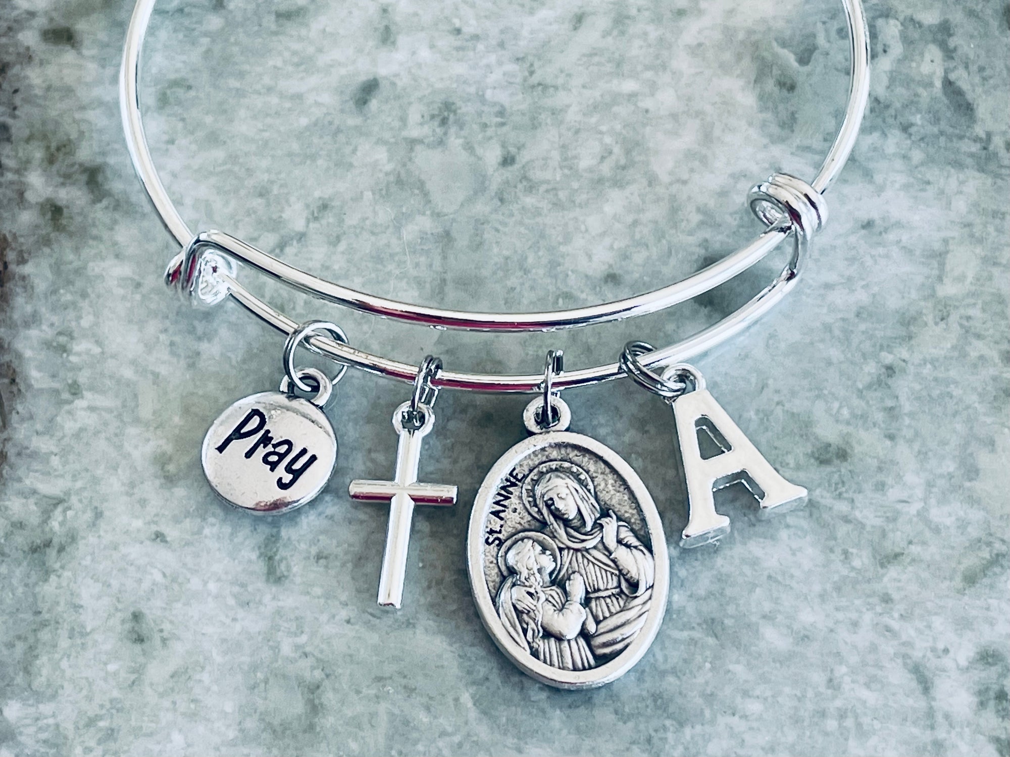 Saint Anne charm bracelet expandable bangle
