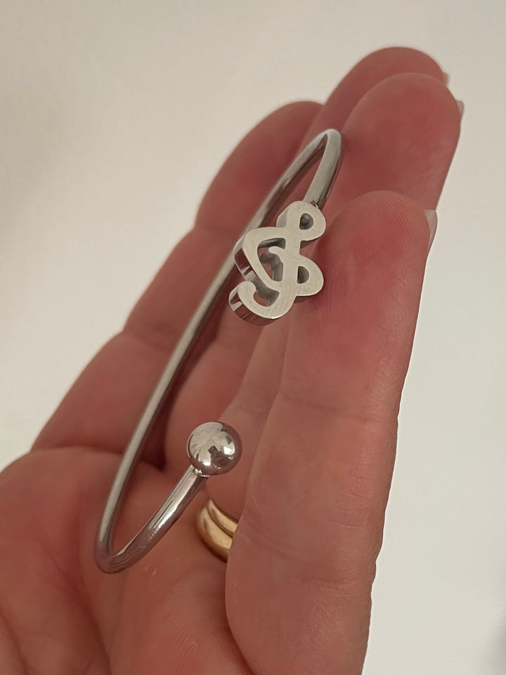 Treble Clef Music Note Cuff Bracelet | Stainless Steel Open Bangle | Gift for Musicians