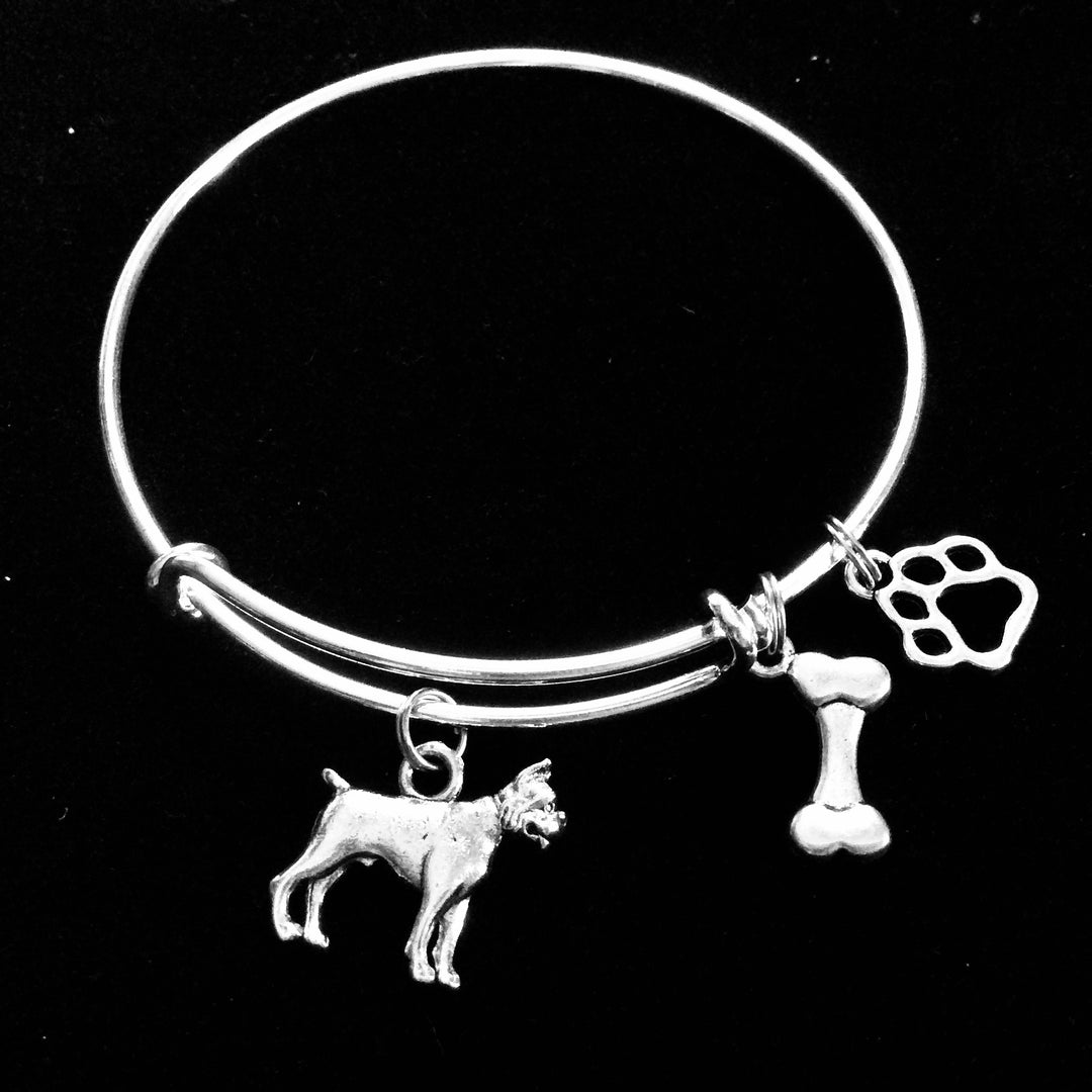 Boxer Charm Bracelet Dog Mom Gift Expandable Adjustable Bangle