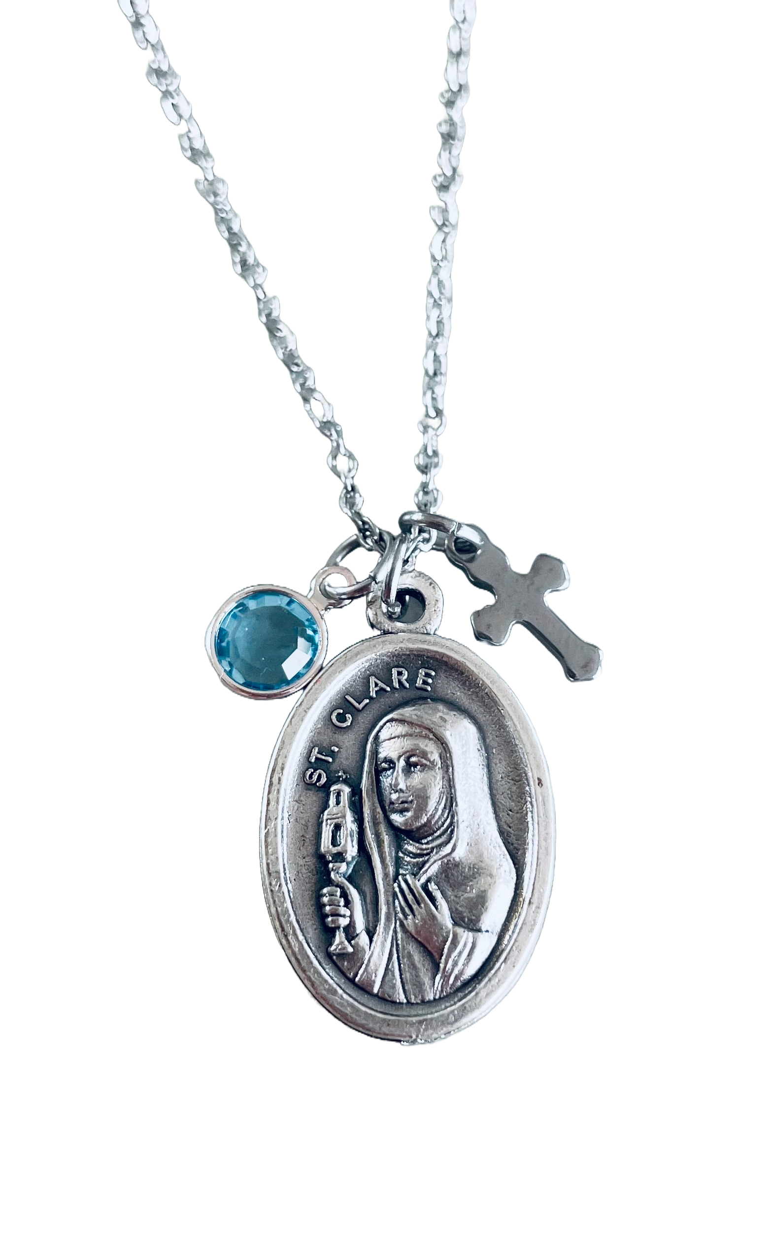 Saint Clare Medal Charm Neckalce
