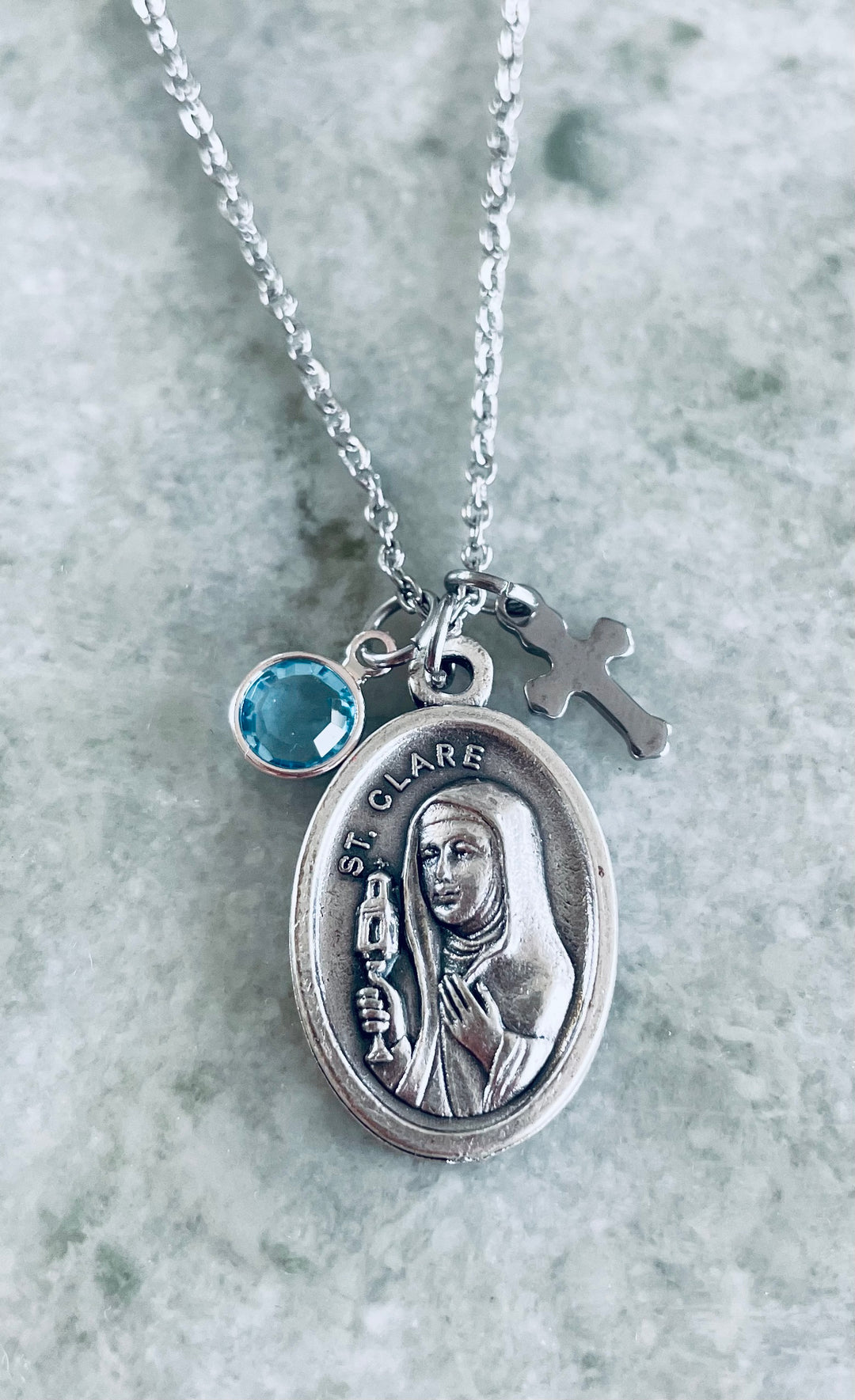 Saint Clare Medal Neckalce Saint Clare Jewelry Confirmation gift