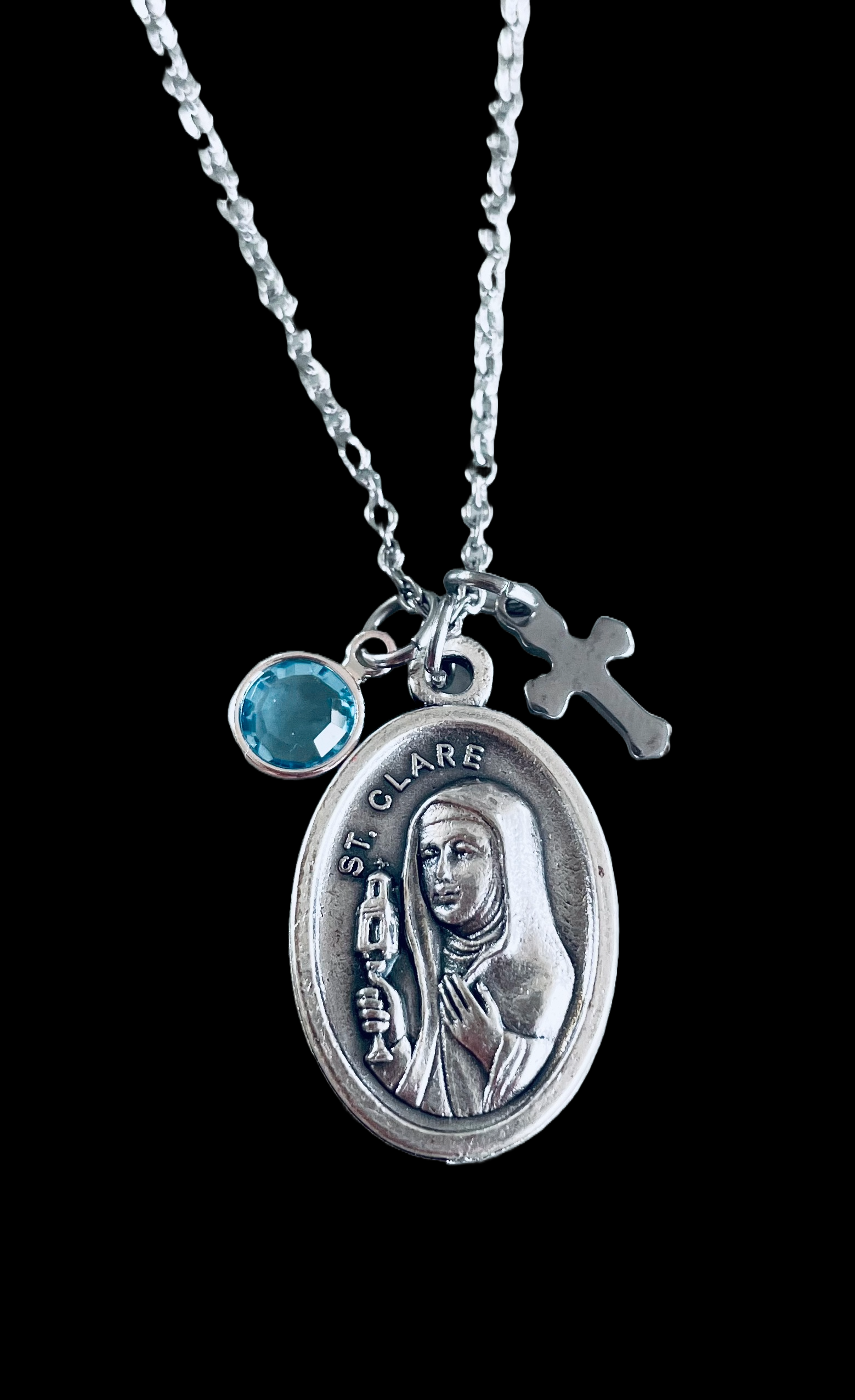 Saint Clare Medal Neckalce Saint Clare Jewelry Confirmation Religious Catholic Gift