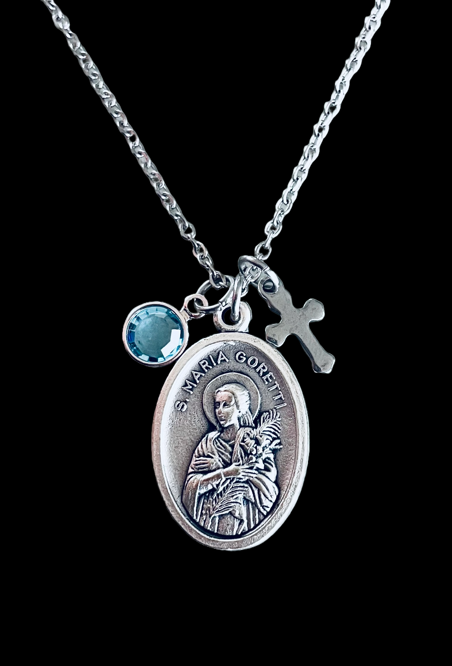 Saint Maria Goretti Medal Necklace Custom Necklace St Maria Patron of the Young Women Catholic Gift for Confirmation