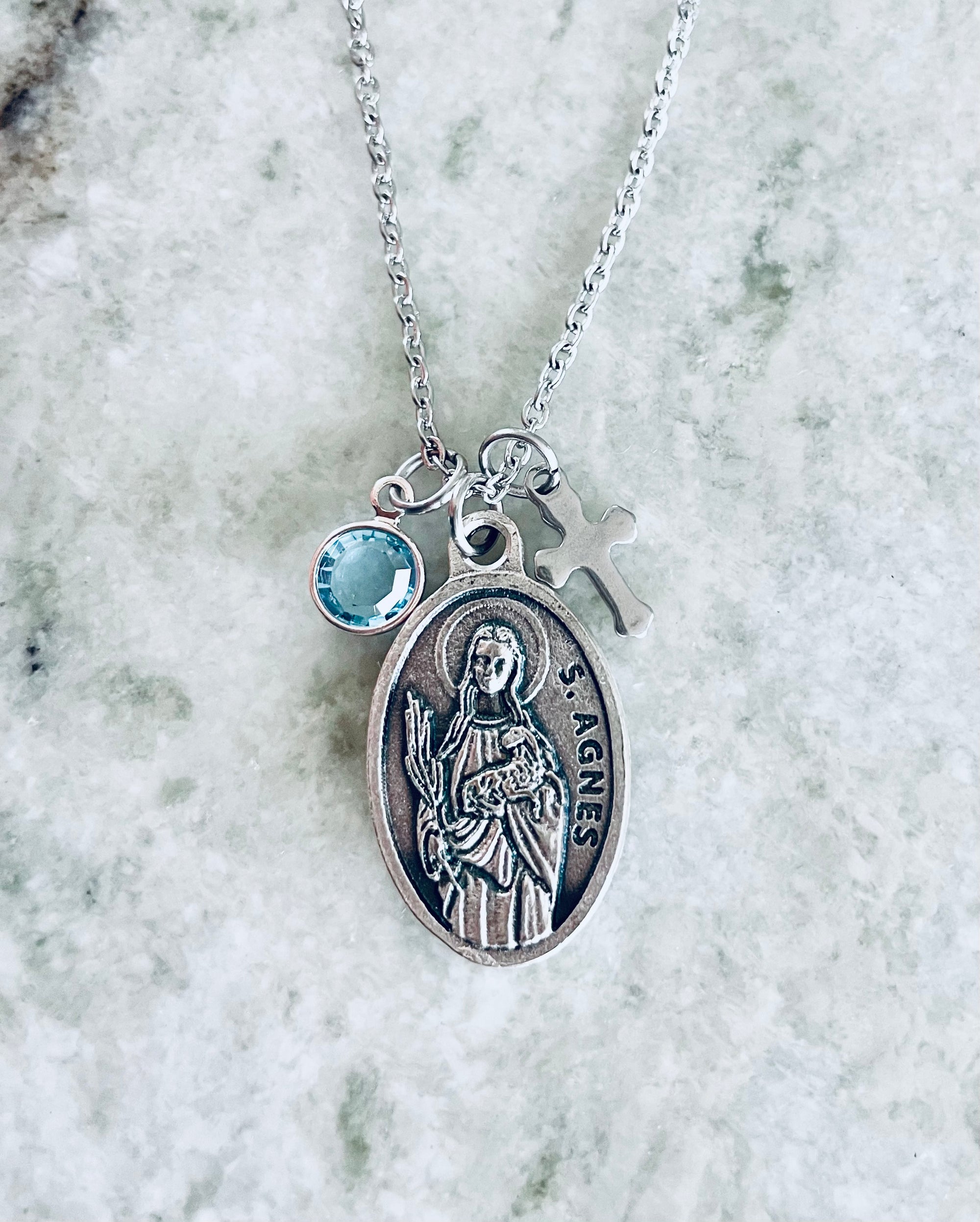 Saint Agnes Medal Custom Necklace Patron of the Girls St Agnes