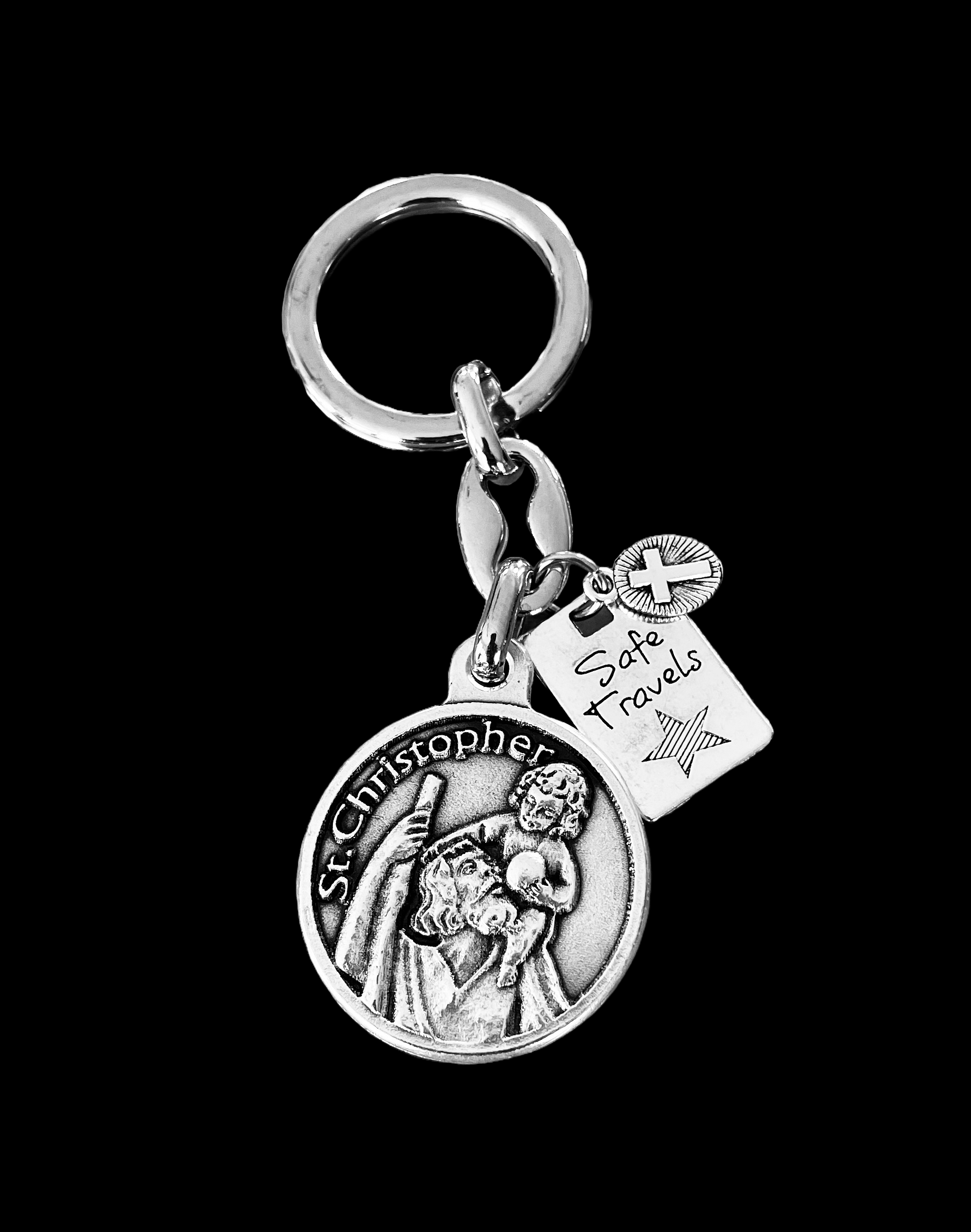 St Christopher Keychain Travelers Prayer Keychain 