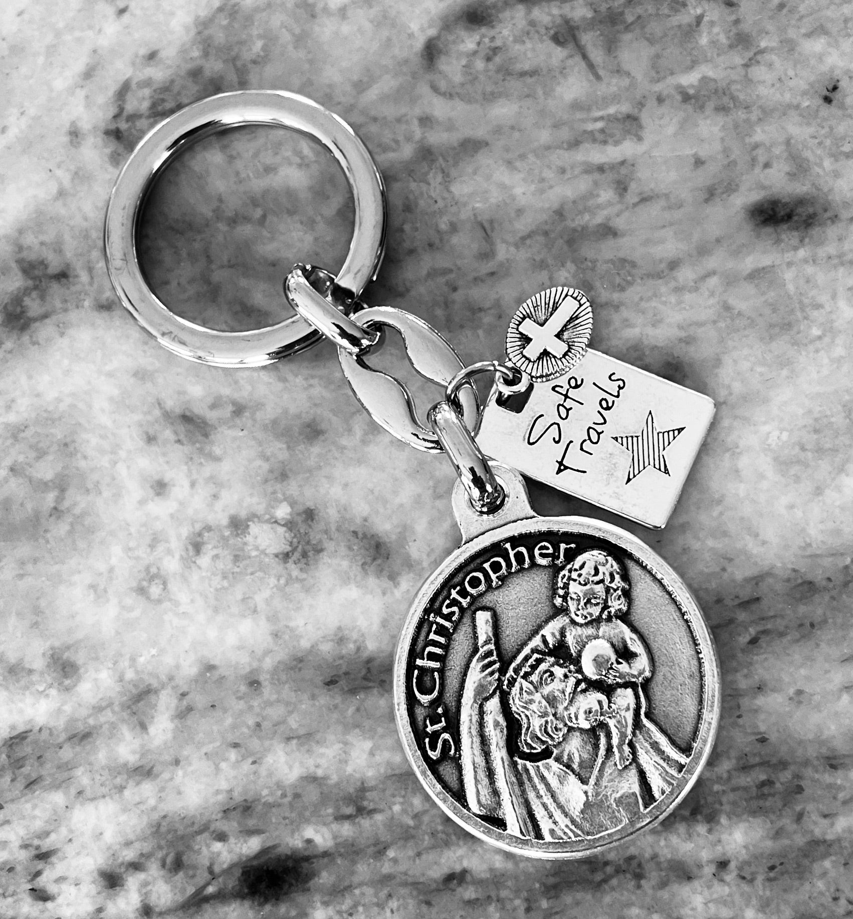 Saint Christopher Prayer Keychain Patron Saint of Travelers Prayer Keychain 