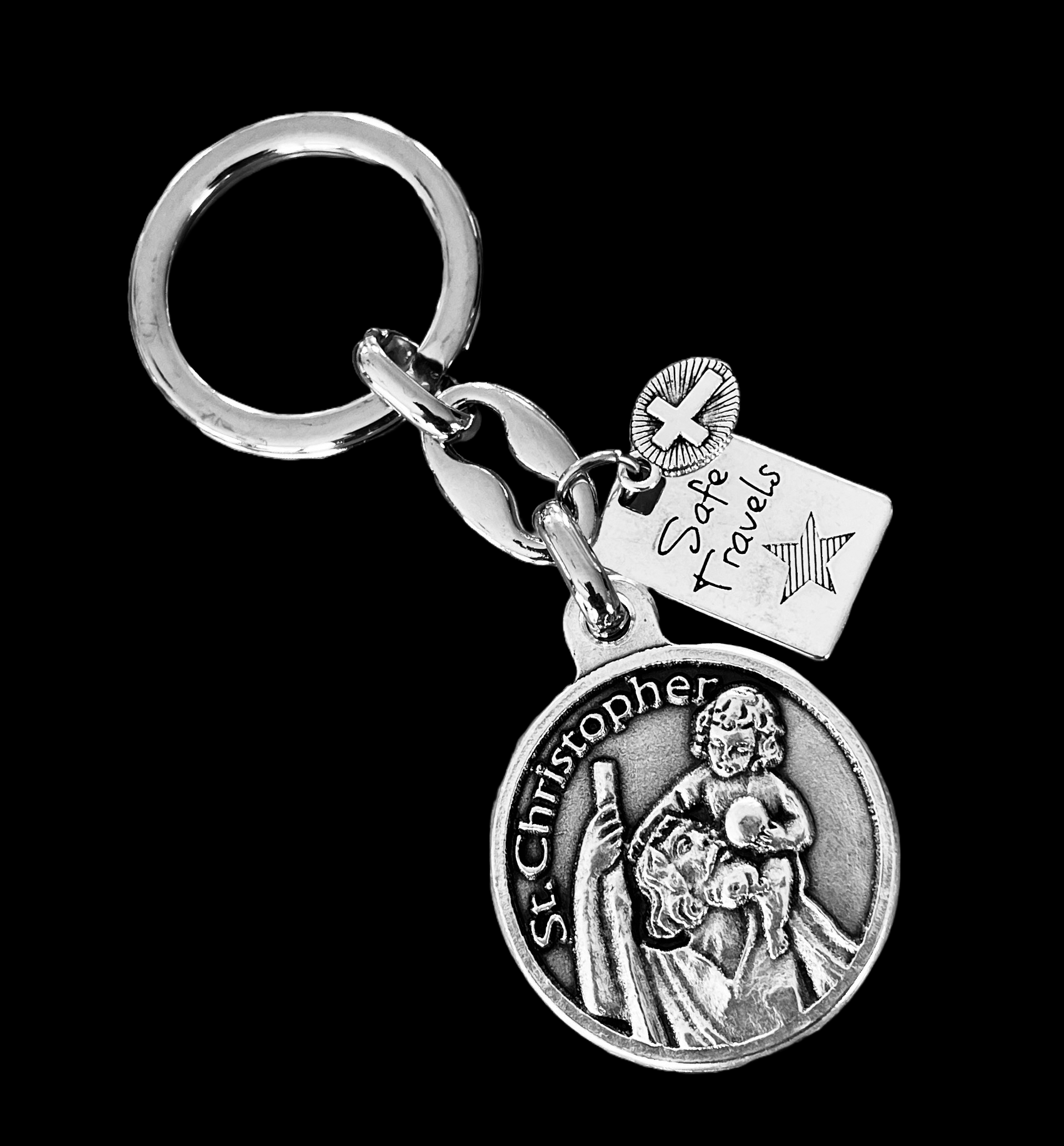 Saint Christopher Keychain Travelers Prayer Keychain 