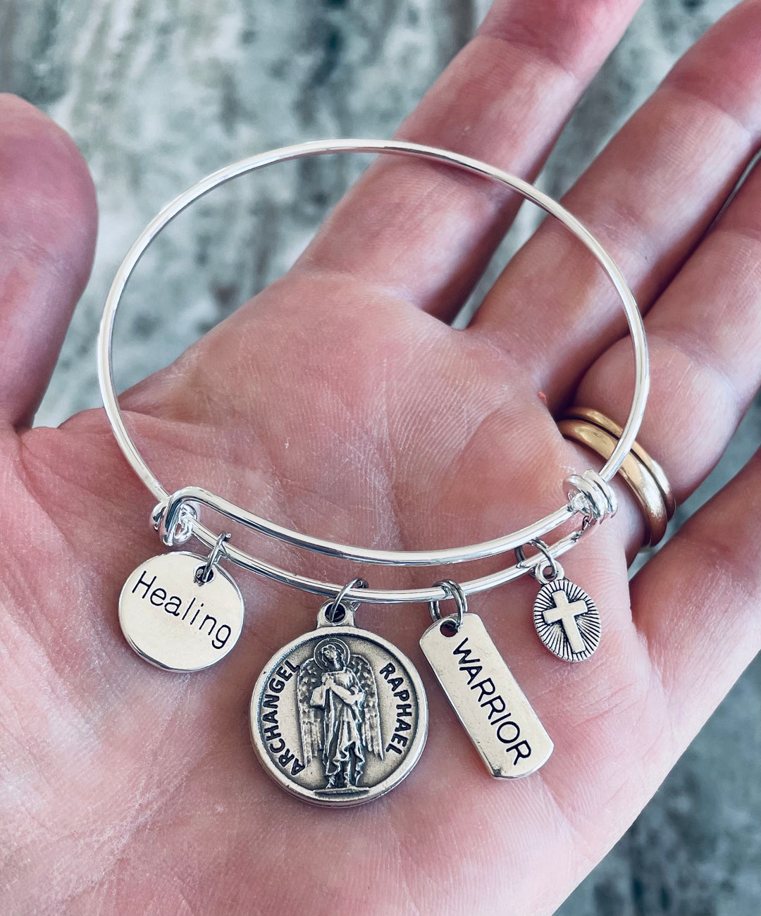Saint Raphael charm Bracelet with Prayer 