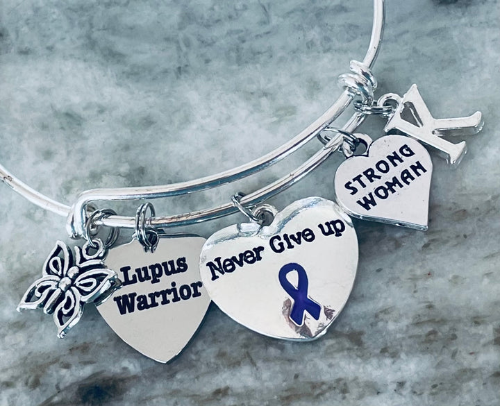 Lupus Awareness Expandable Charm Bracelet – Purple Ribbon, Personalized, Strong Woman Jewelry Gift