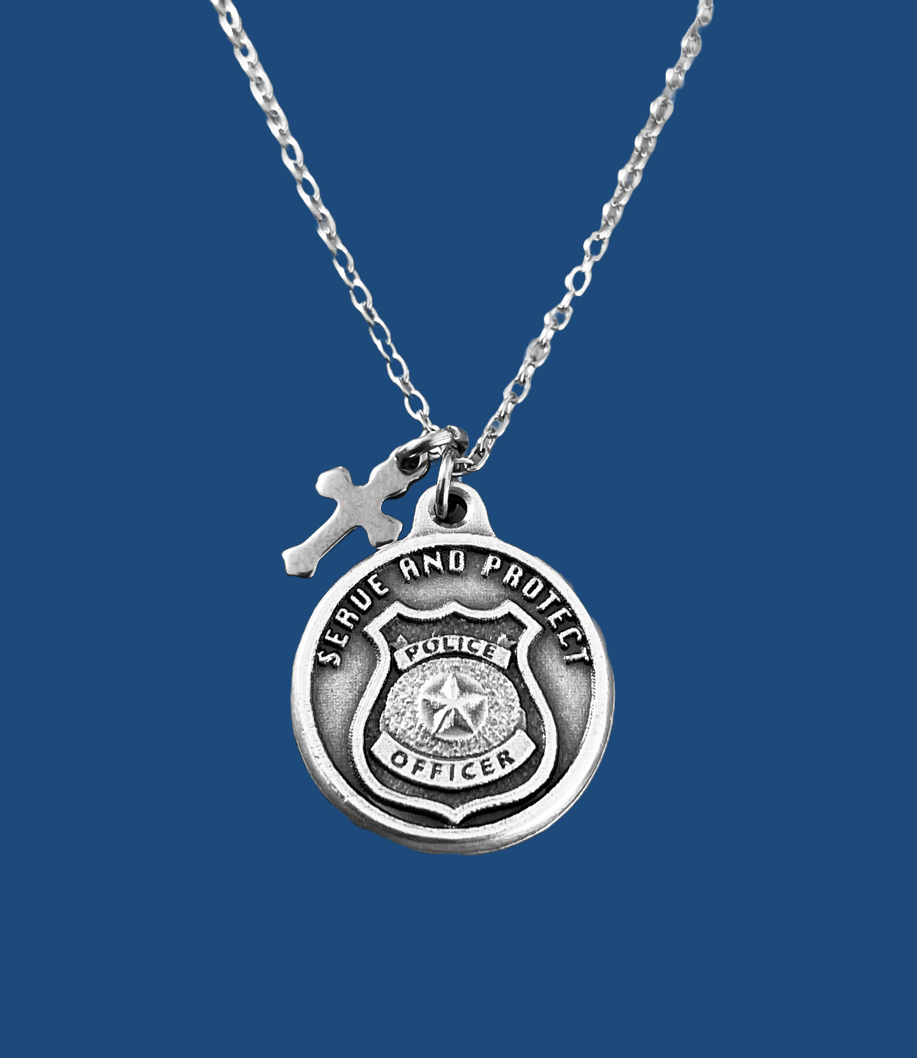 Saint Michael Silver Necklace Serve and Protect Police Officer Gift Catholic Medal Inspirational Saint Necklace for Men