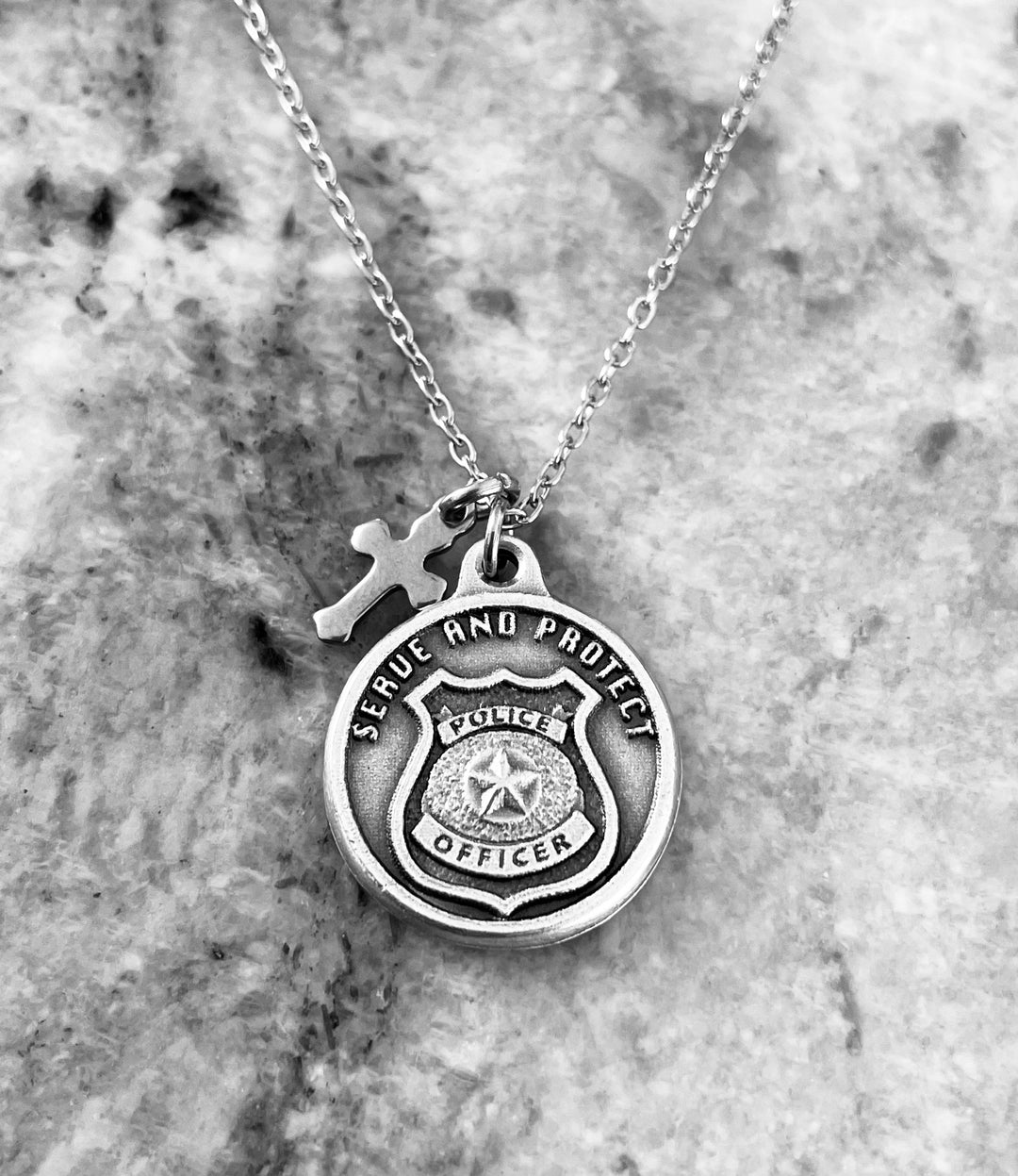 Saint Michael Silver Necklace Serve and Protect Police Officer Gift Catholic Medal Inspirational Saint Necklace for Men