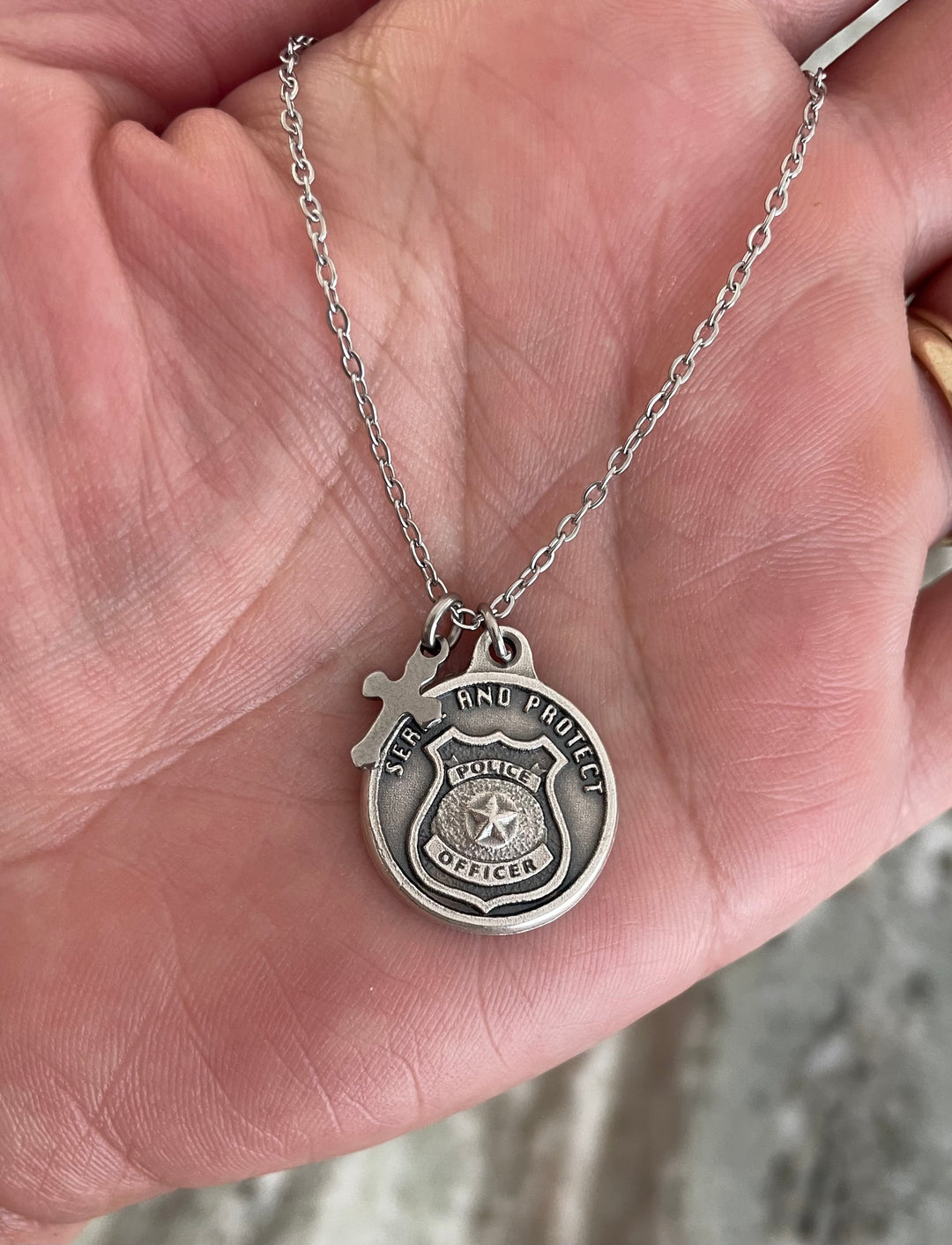 Saint Michael Silver Necklace Serve and Protect Police Officer Gift Catholic Medal Inspirational Saint Necklace for Men