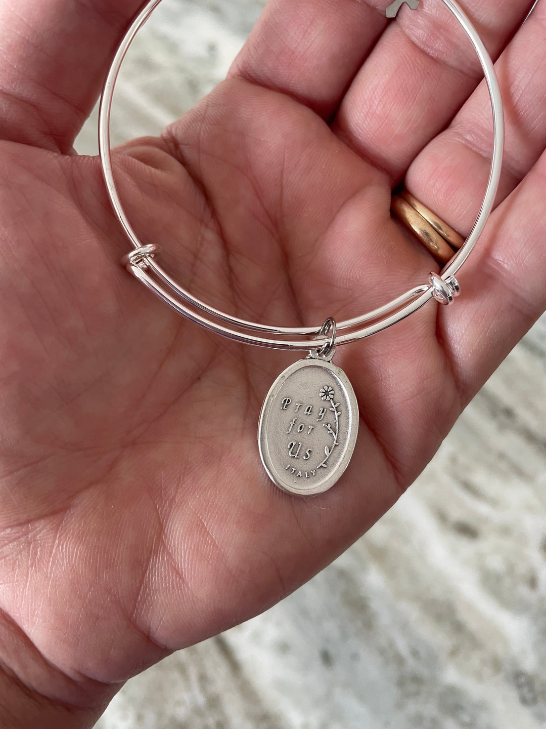 Patron Saint of the Impossible St. Rita Silver Expandable Bracelet Double Sided Adjustable Wire Bangle Catholic Medal Gift Trendy