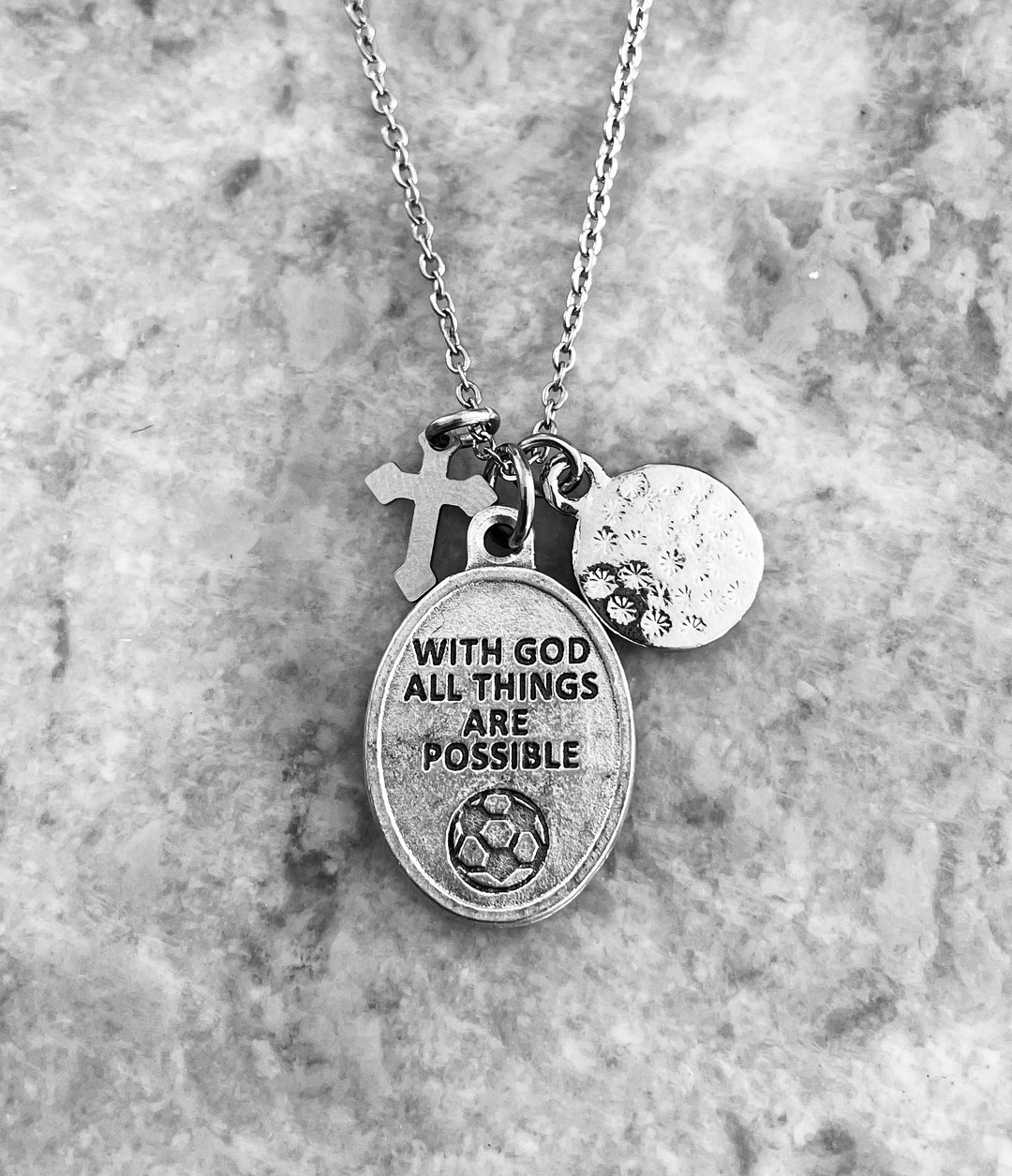 Saint Sebastian Soccer Necklace – Patron Saint of Sports Medal with Cross 