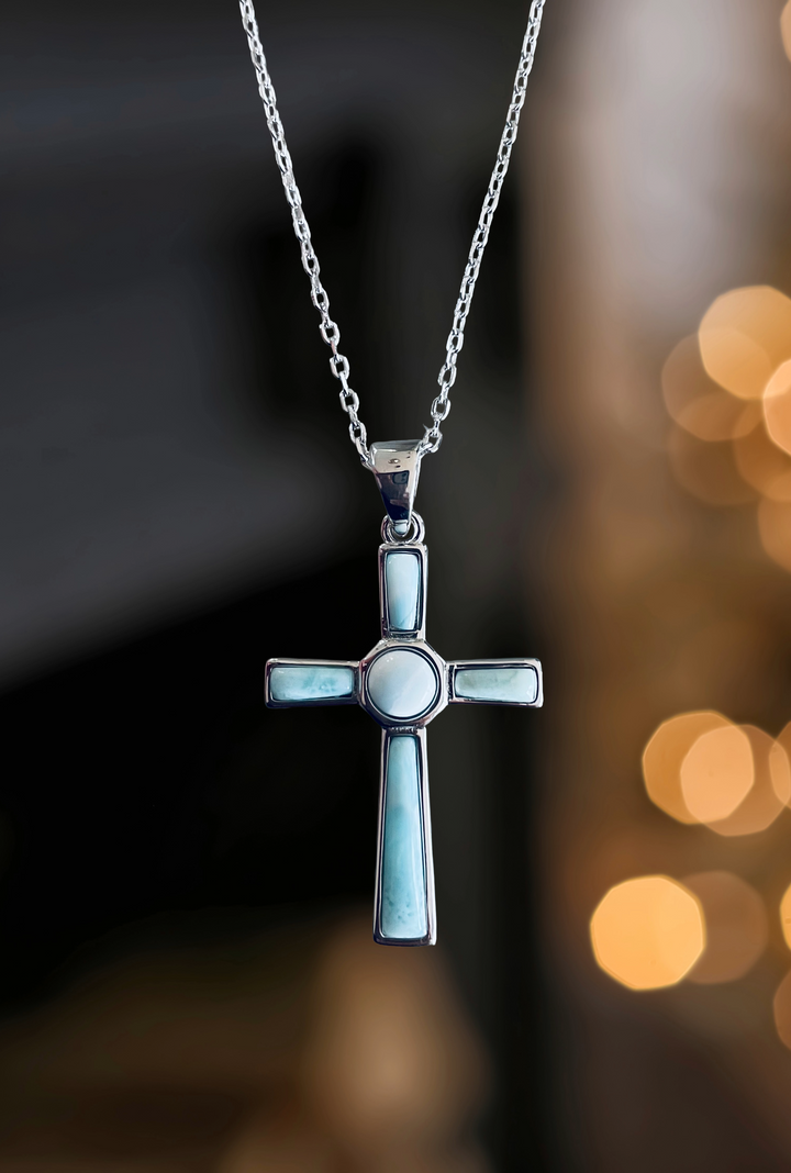 Larimar Cross Necklace