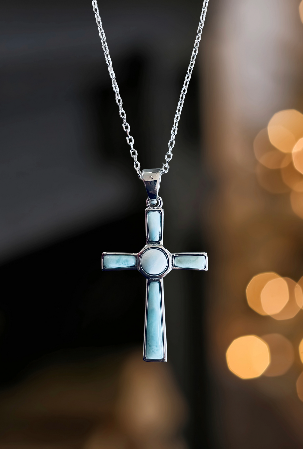 Larimar Cross Necklace