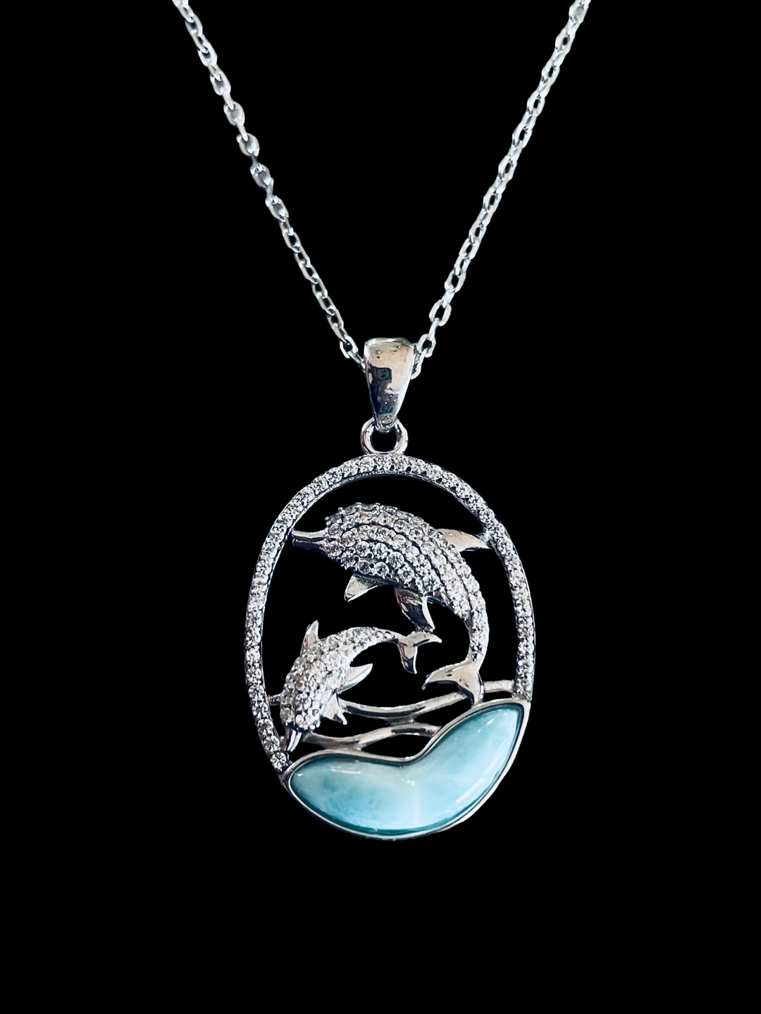 Larimar Dolphin Necklace