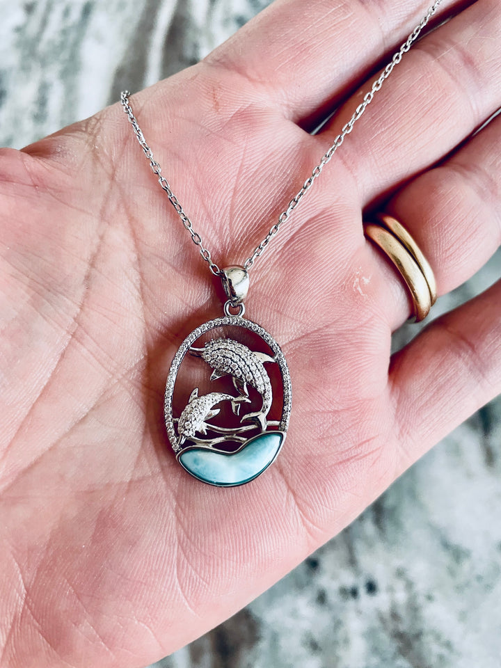 Larimar Dolphin Necklace