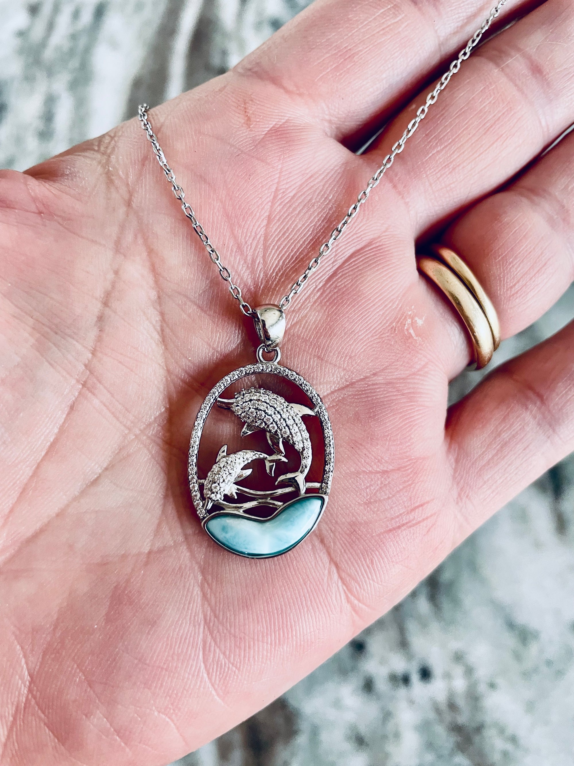 Larimar Dolphin Necklace