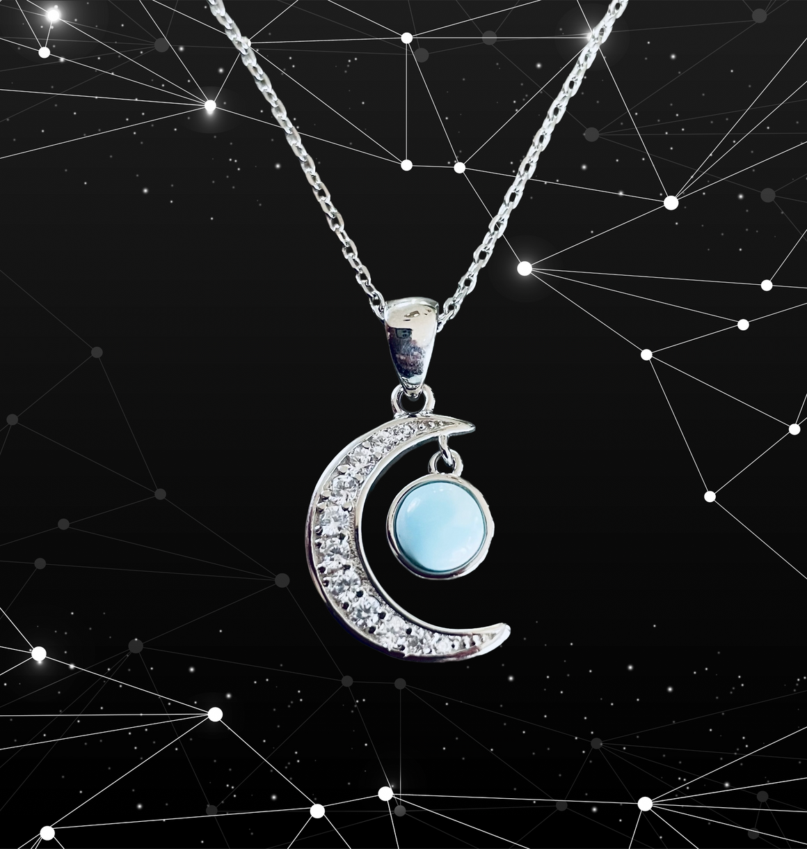 Larimar Moon Necklace