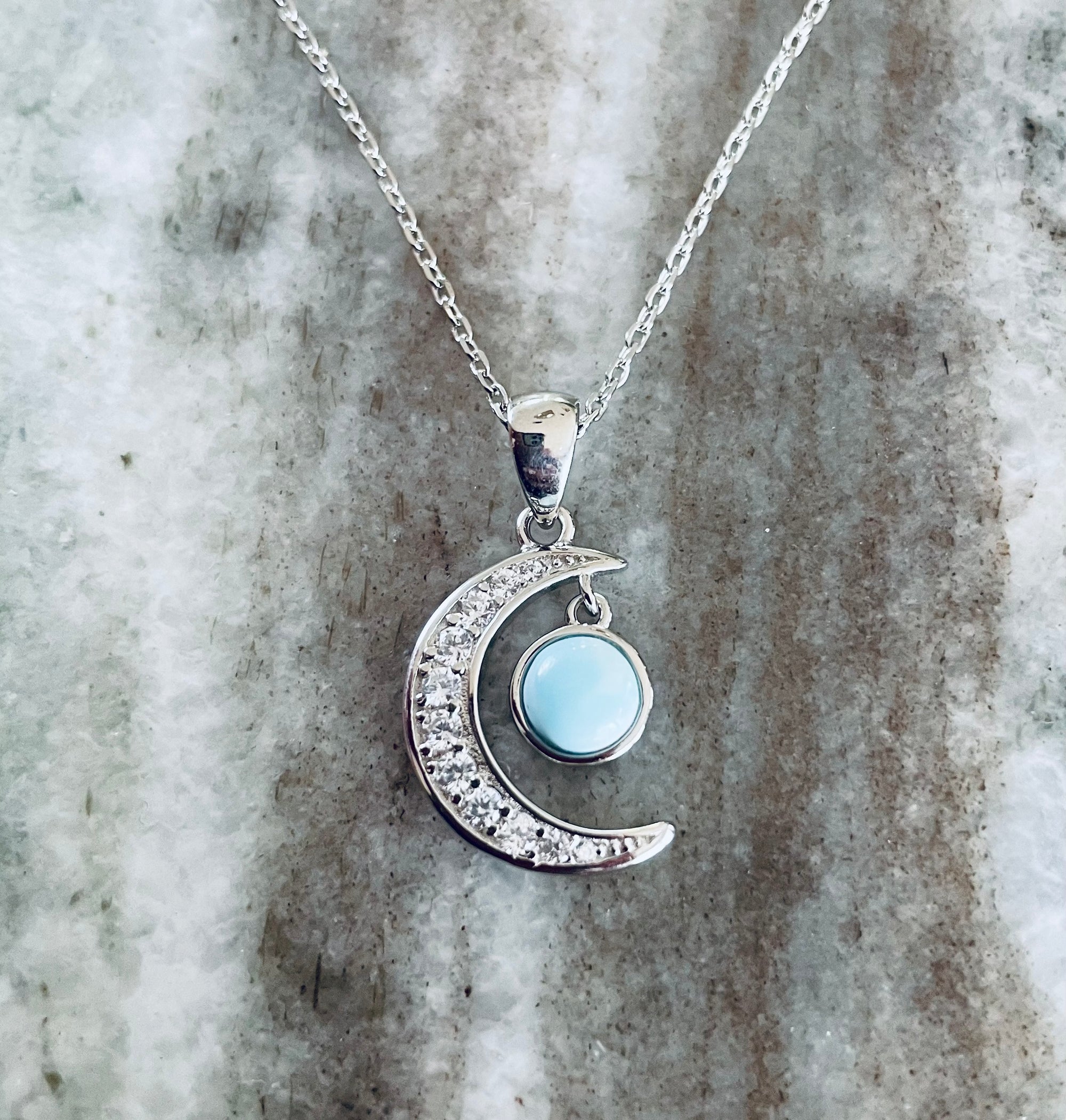 Larimar Moon Necklace