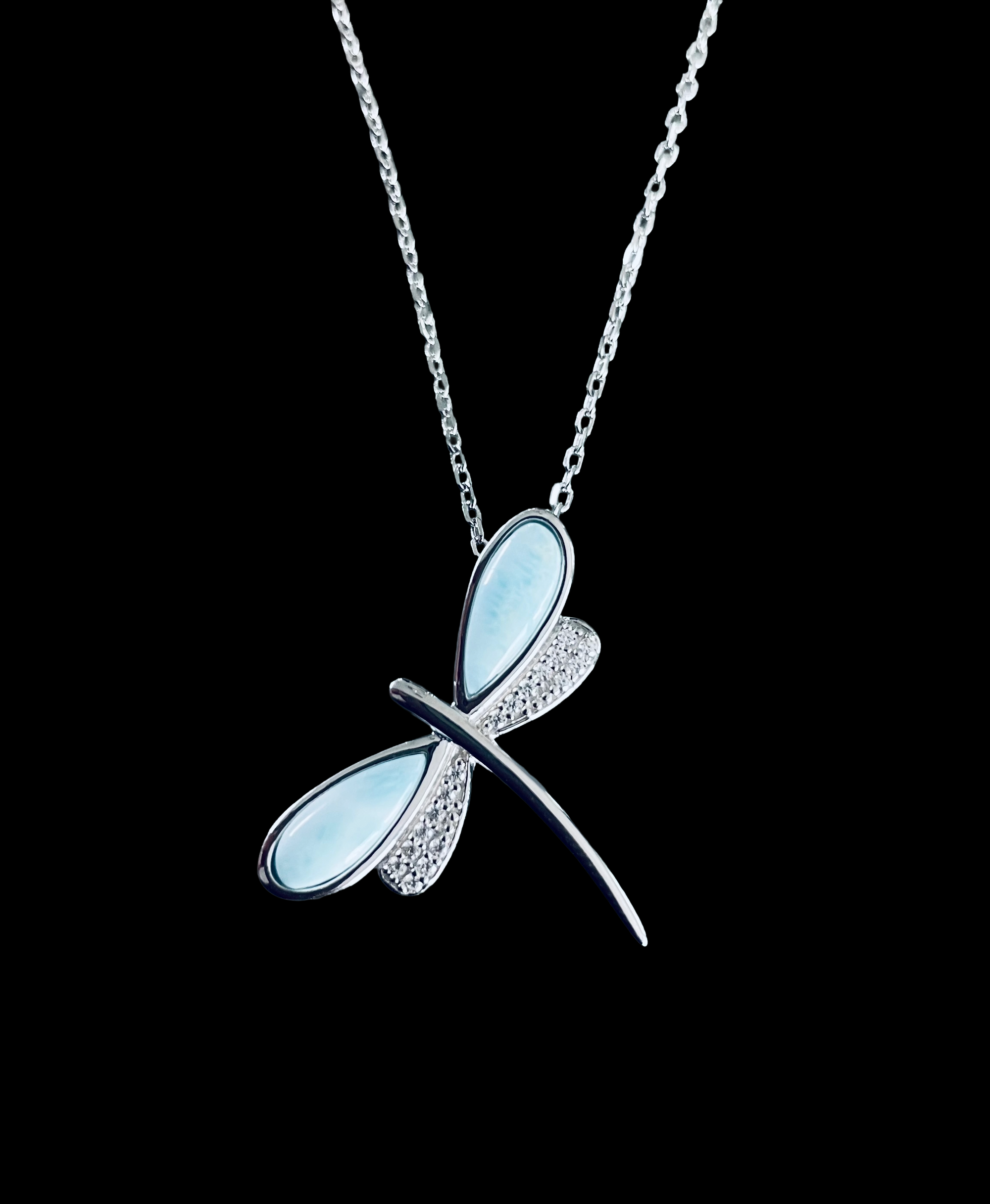 Larimar Dragonfly Necklace