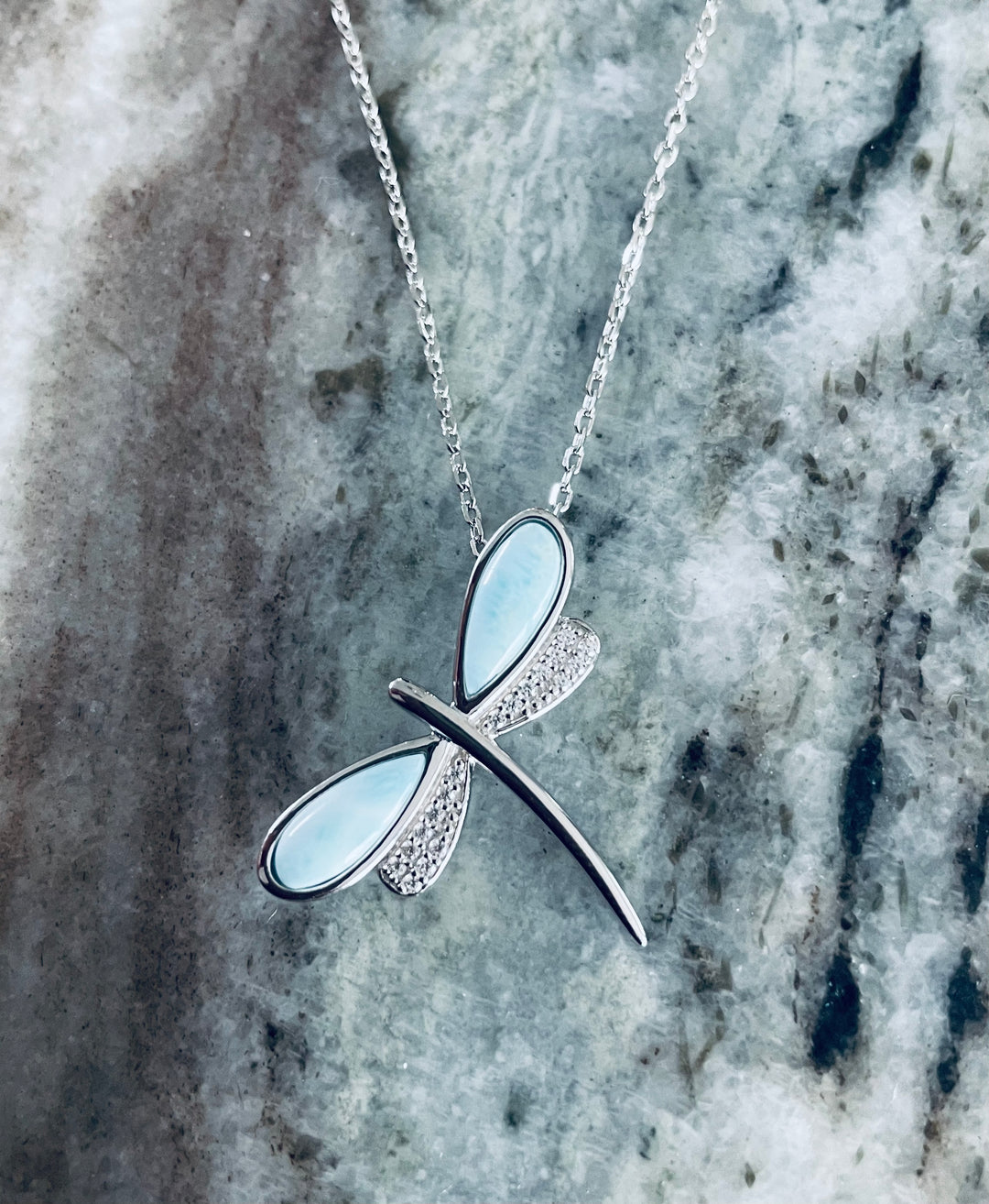 Larimar Dragonfly Necklace