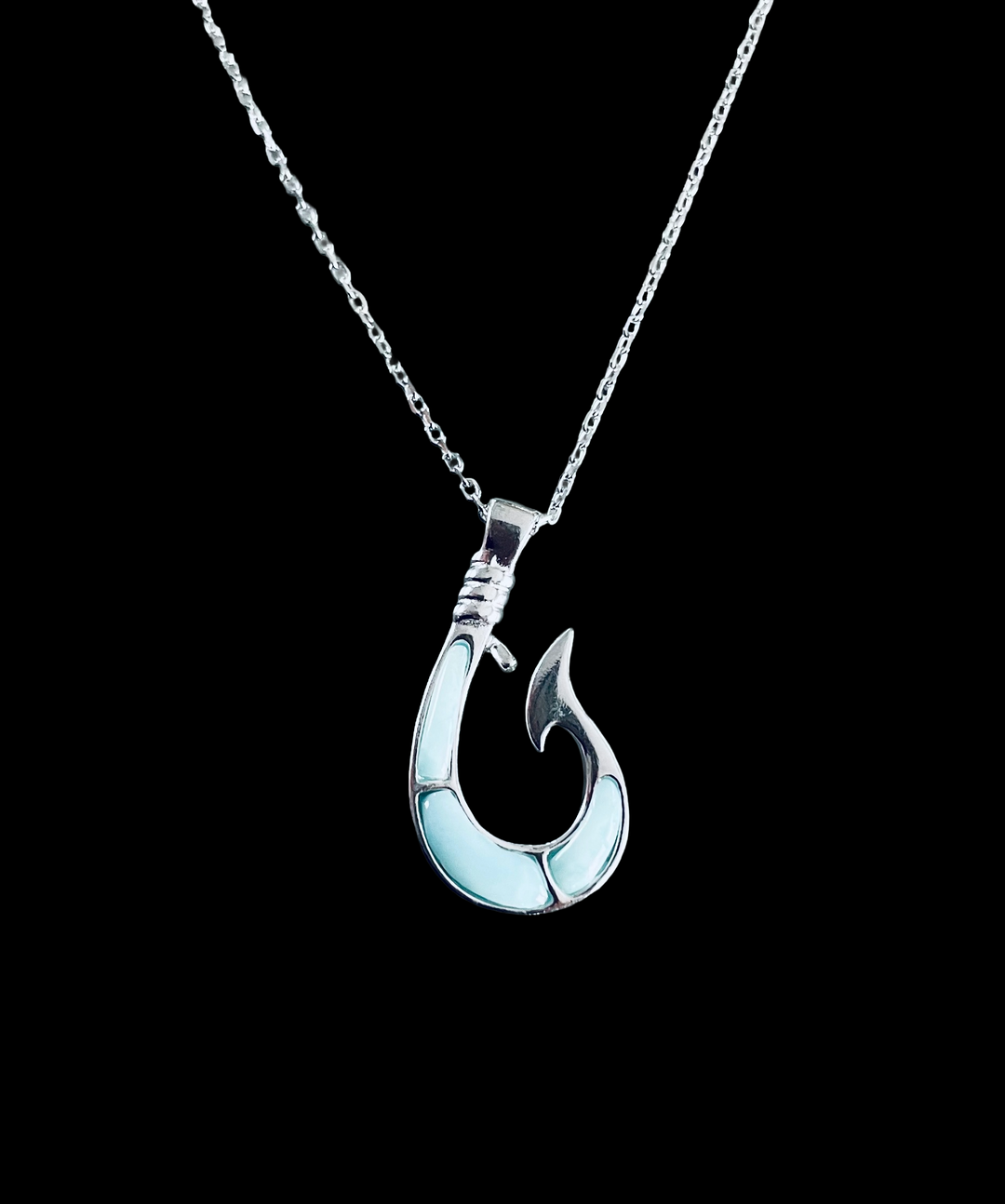 Larimar Fish Hook Necklace