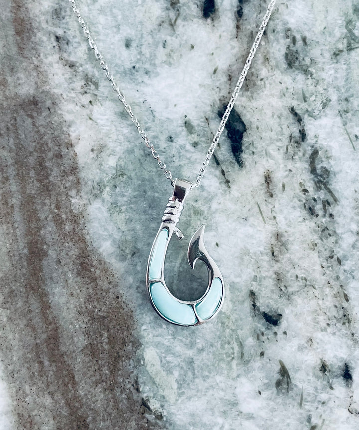 Larimar Fish Hook Necklace
