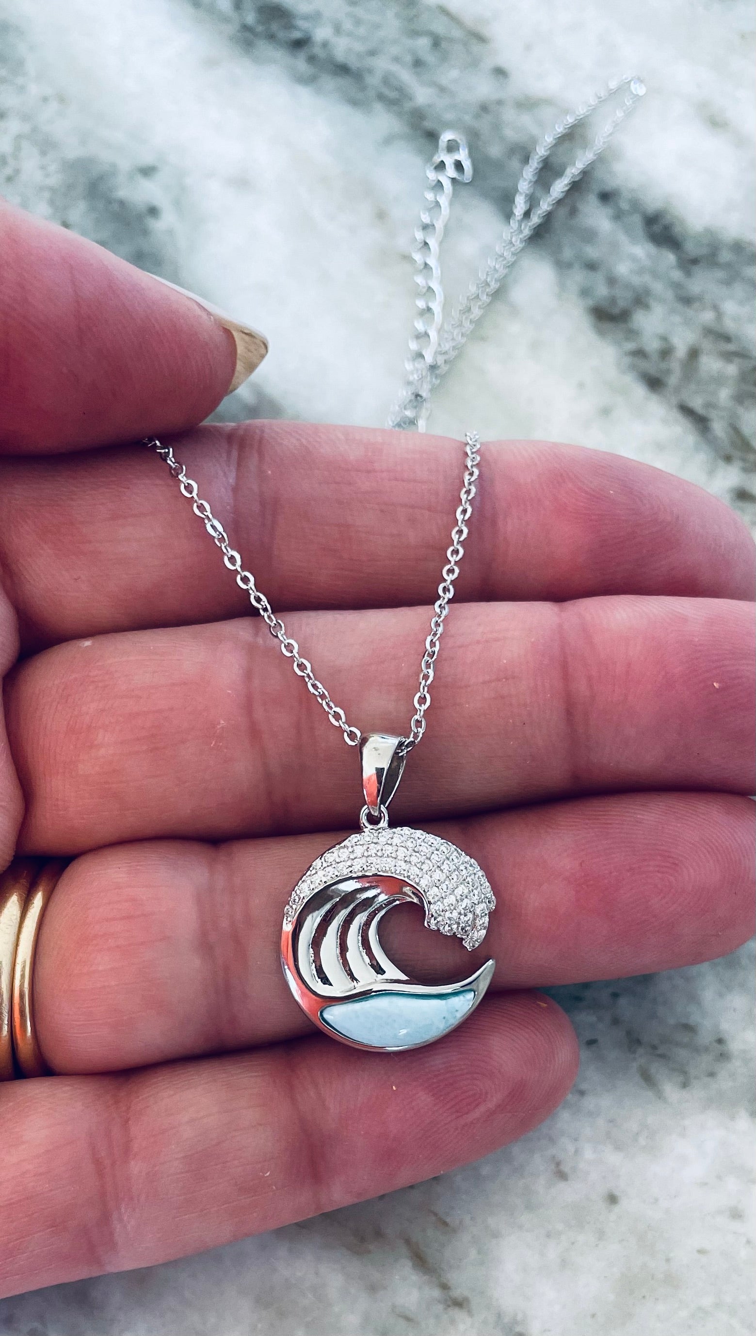 Larimar Wave Necklace 