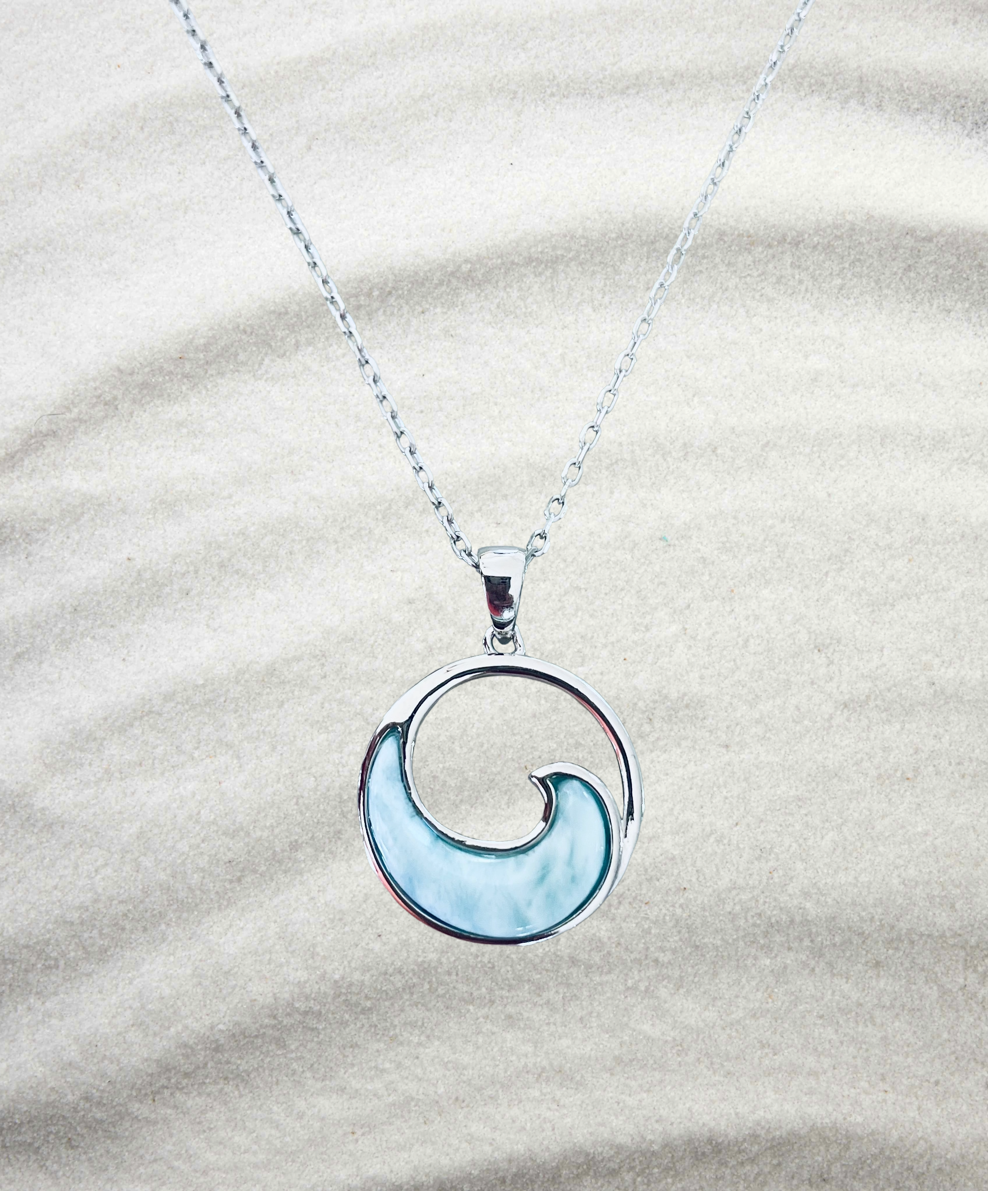 Small Ocean Wave Larimar Necklace