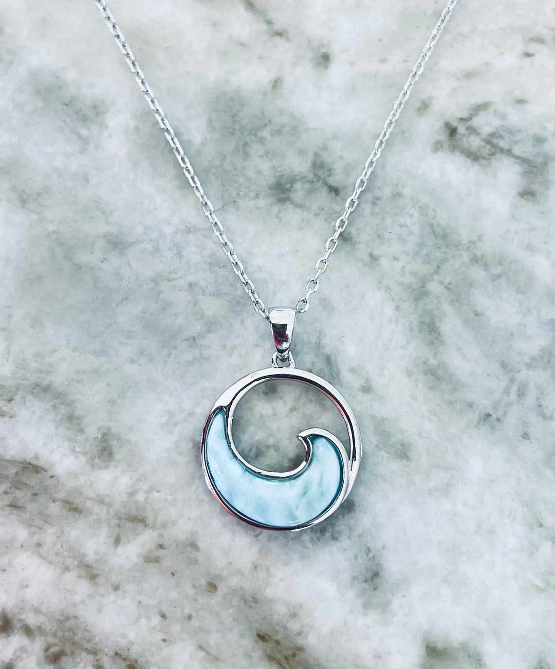 Small Ocean Wave Larimar Necklace