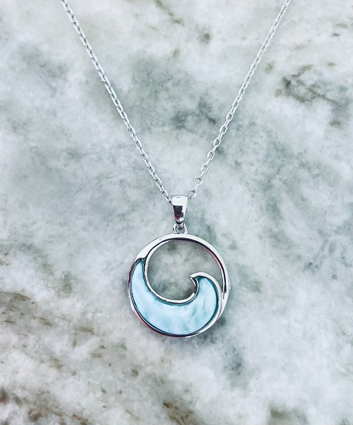 Small Ocean Wave Larimar Necklace