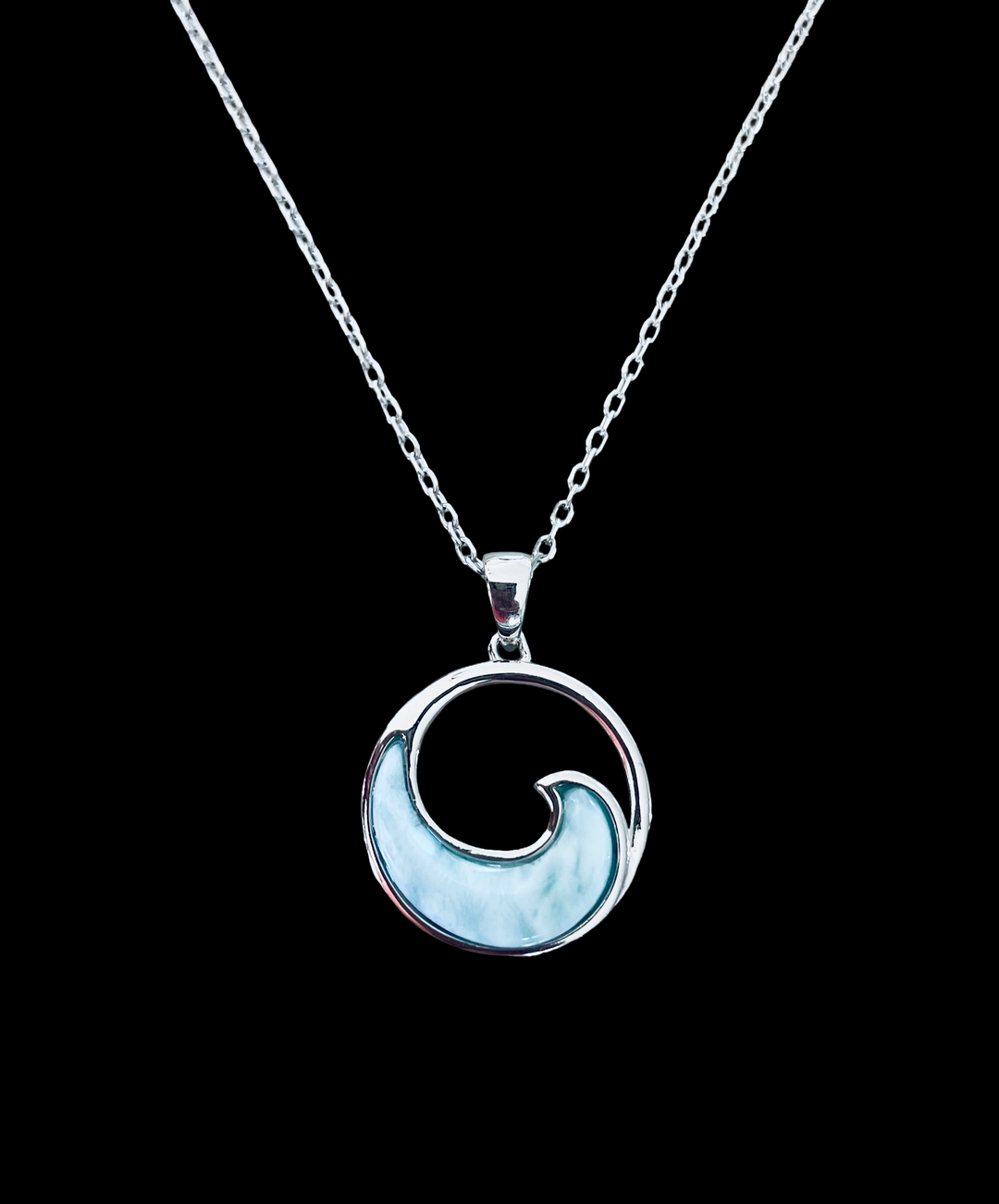 Small Ocean Wave Larimar Necklace