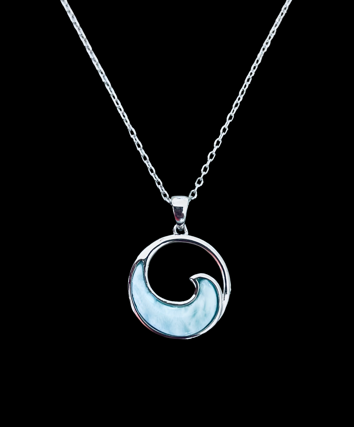 Small Ocean Wave Larimar Necklace