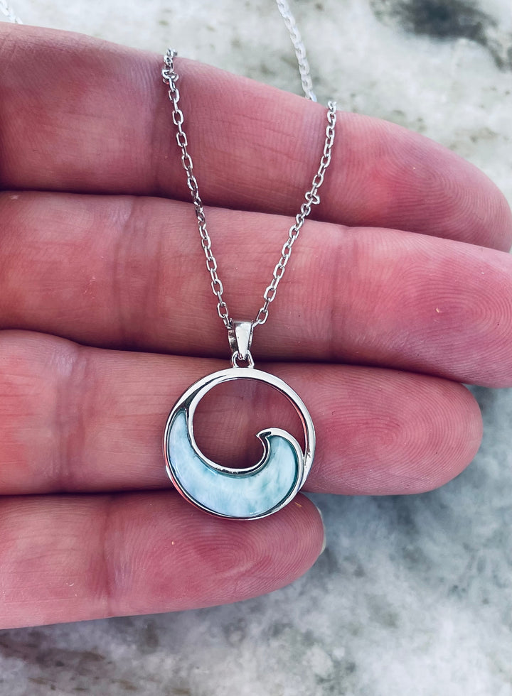 Small Ocean Wave Larimar Necklace