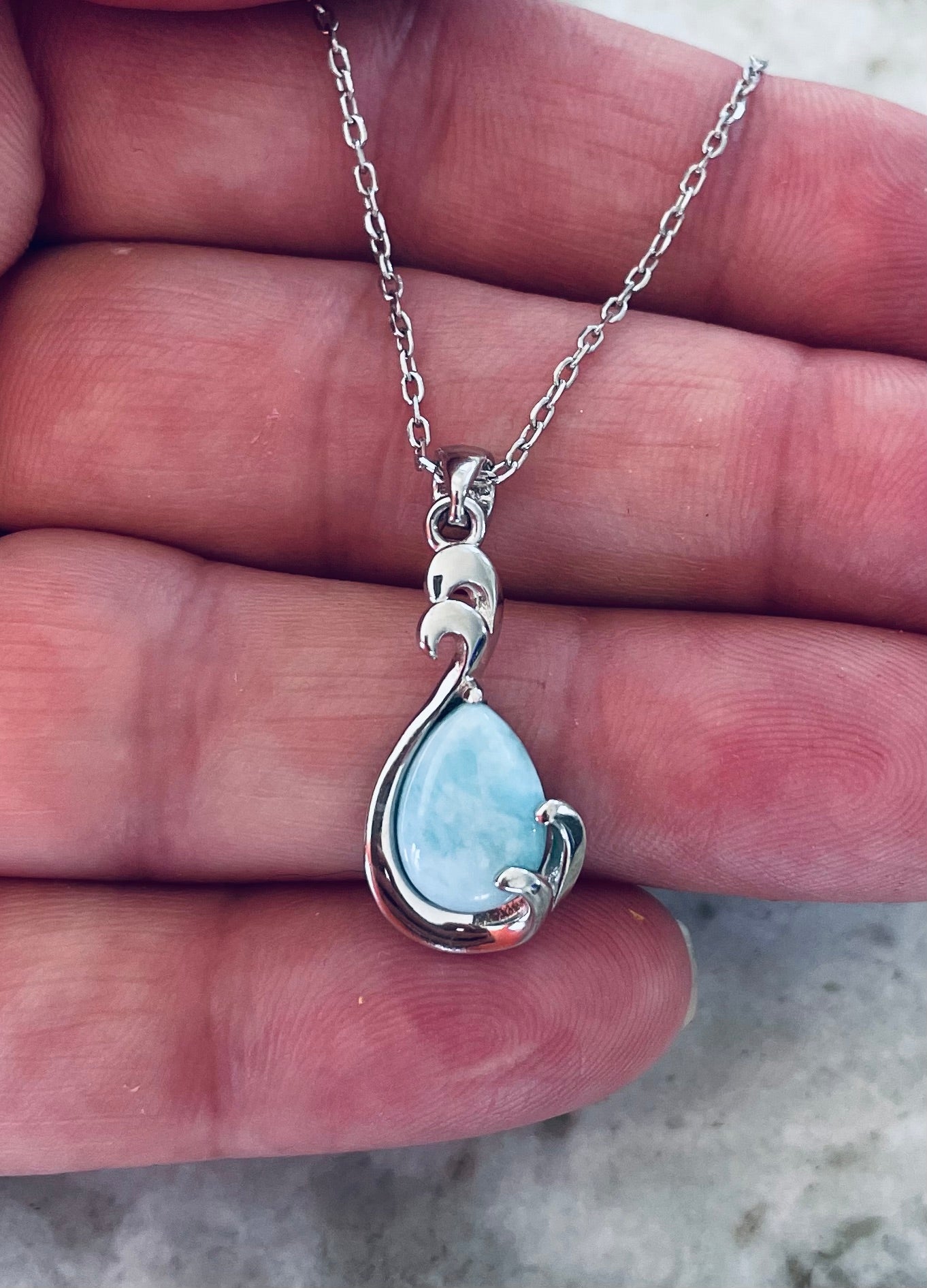 Larimar Teardrop Necklace
