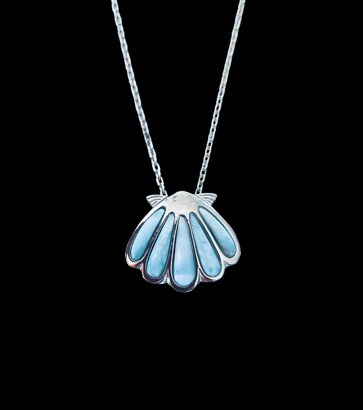 Larimar Shell Pendant Necklace 