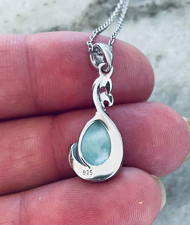 Larimar Teardrop Necklace 925 sterling silver