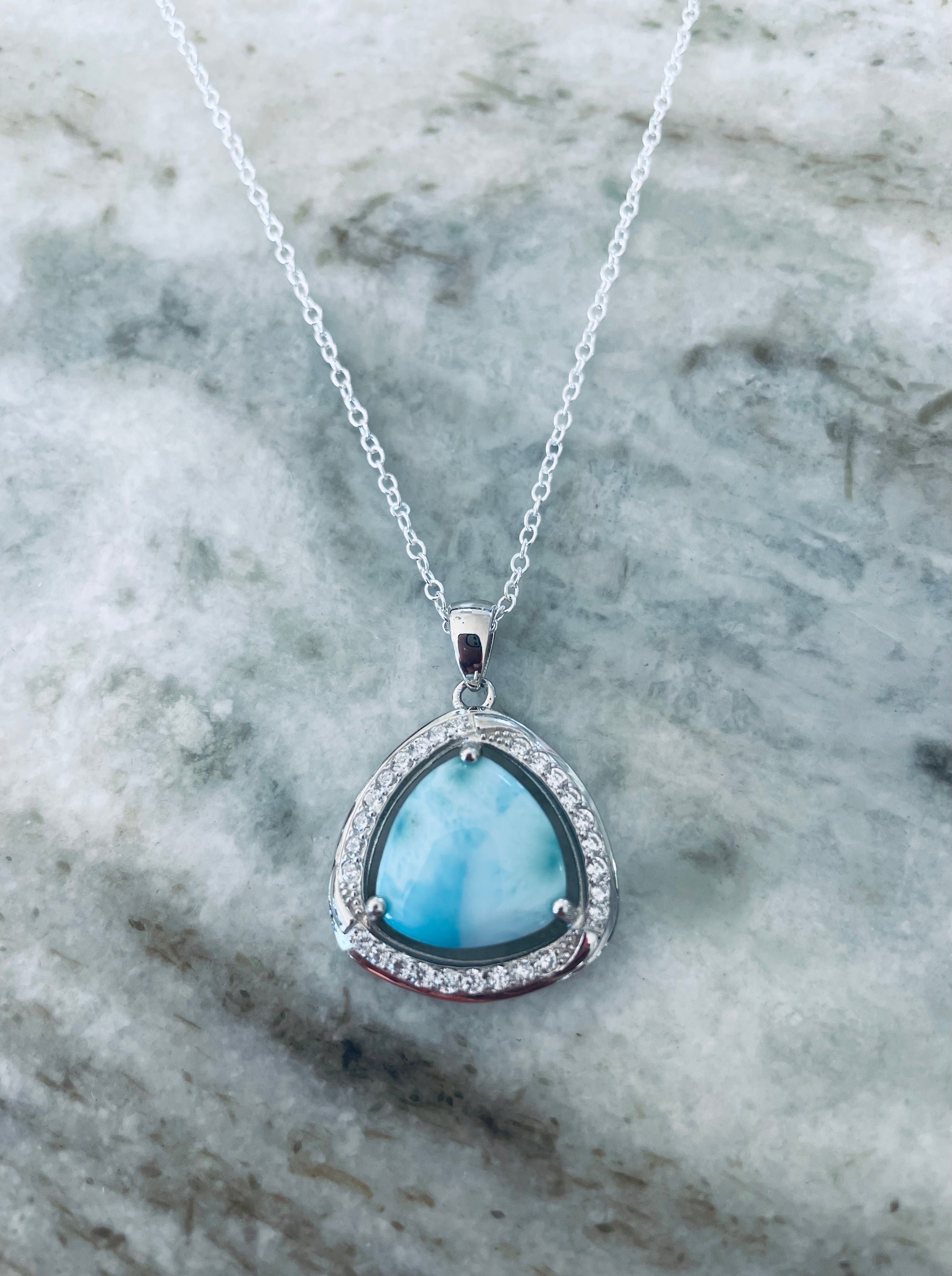 Large Larimar Pendant Necklace