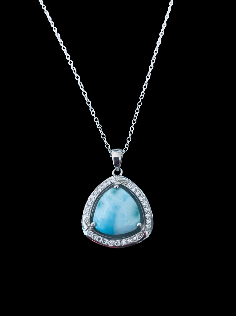 Large Larimar Pendant Necklace