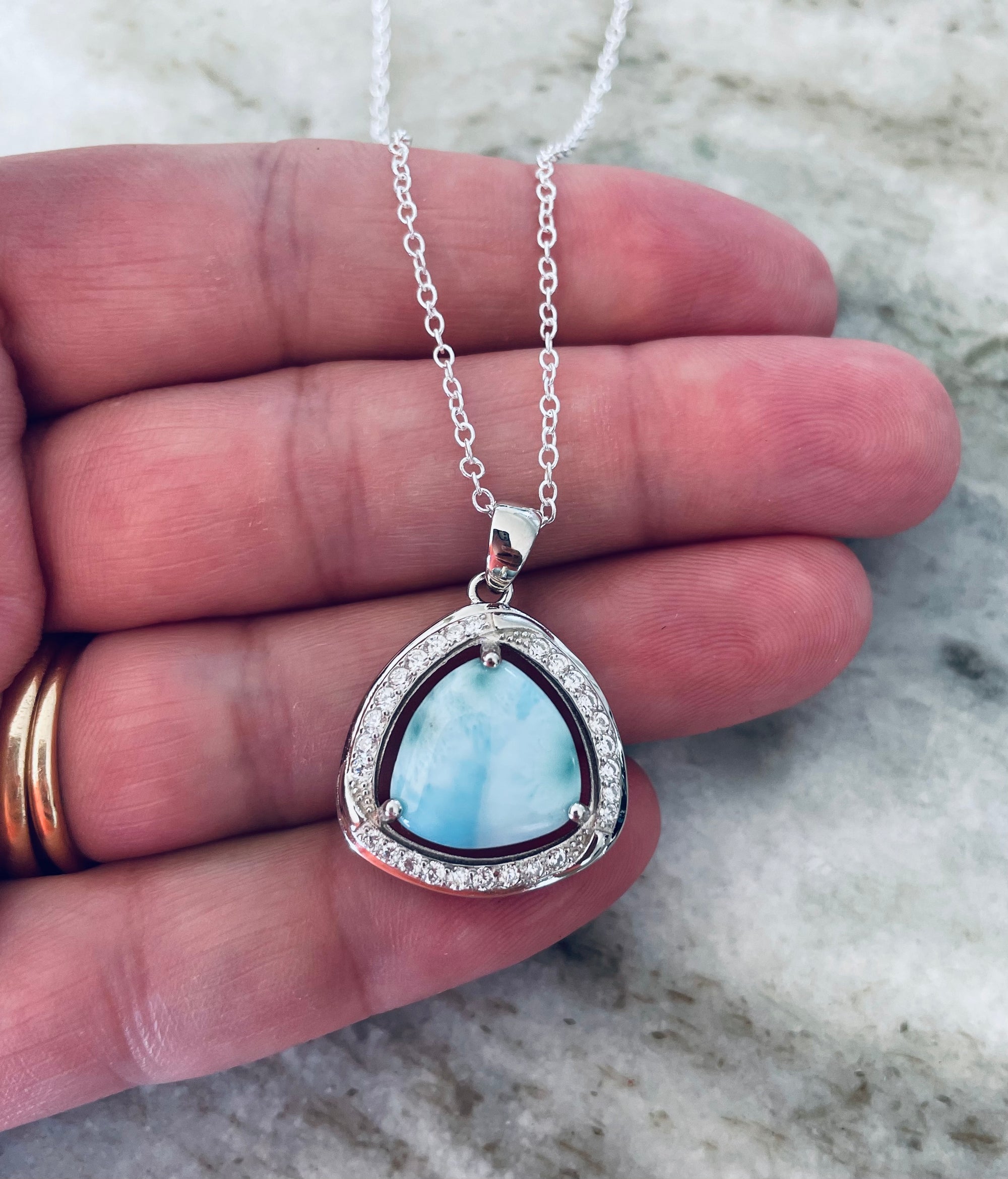 Large Larimar Pendant Necklace